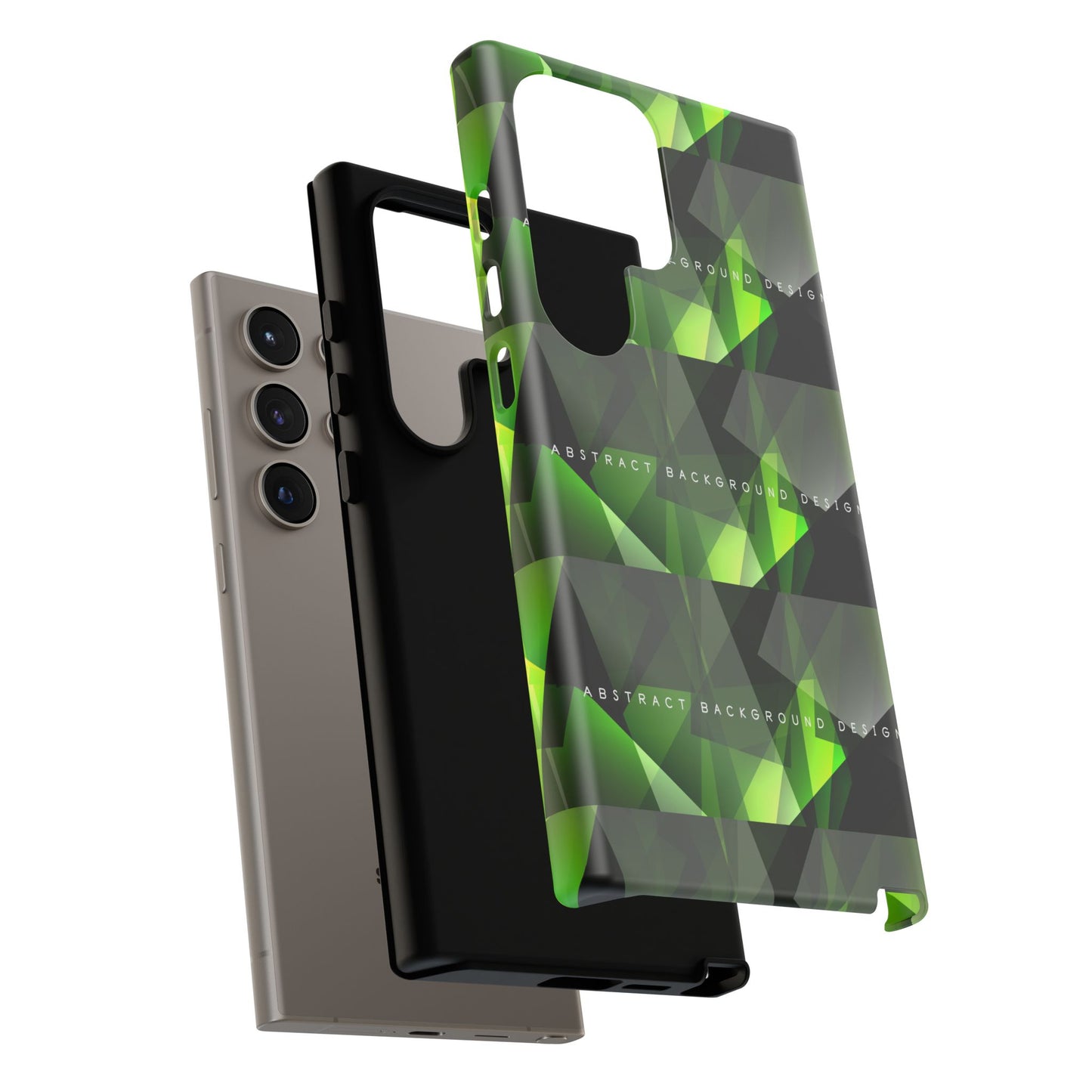 Green Geometric Phone Case — Abstract Triangular Pattern Tough Case
