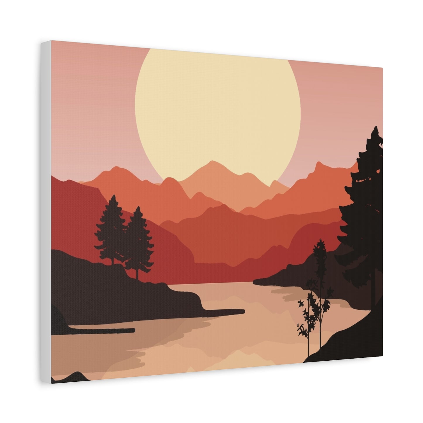 Minimal Mountain Outline Canvas, Stretched Matte, Single-Peak Trail Art | Mountaincore