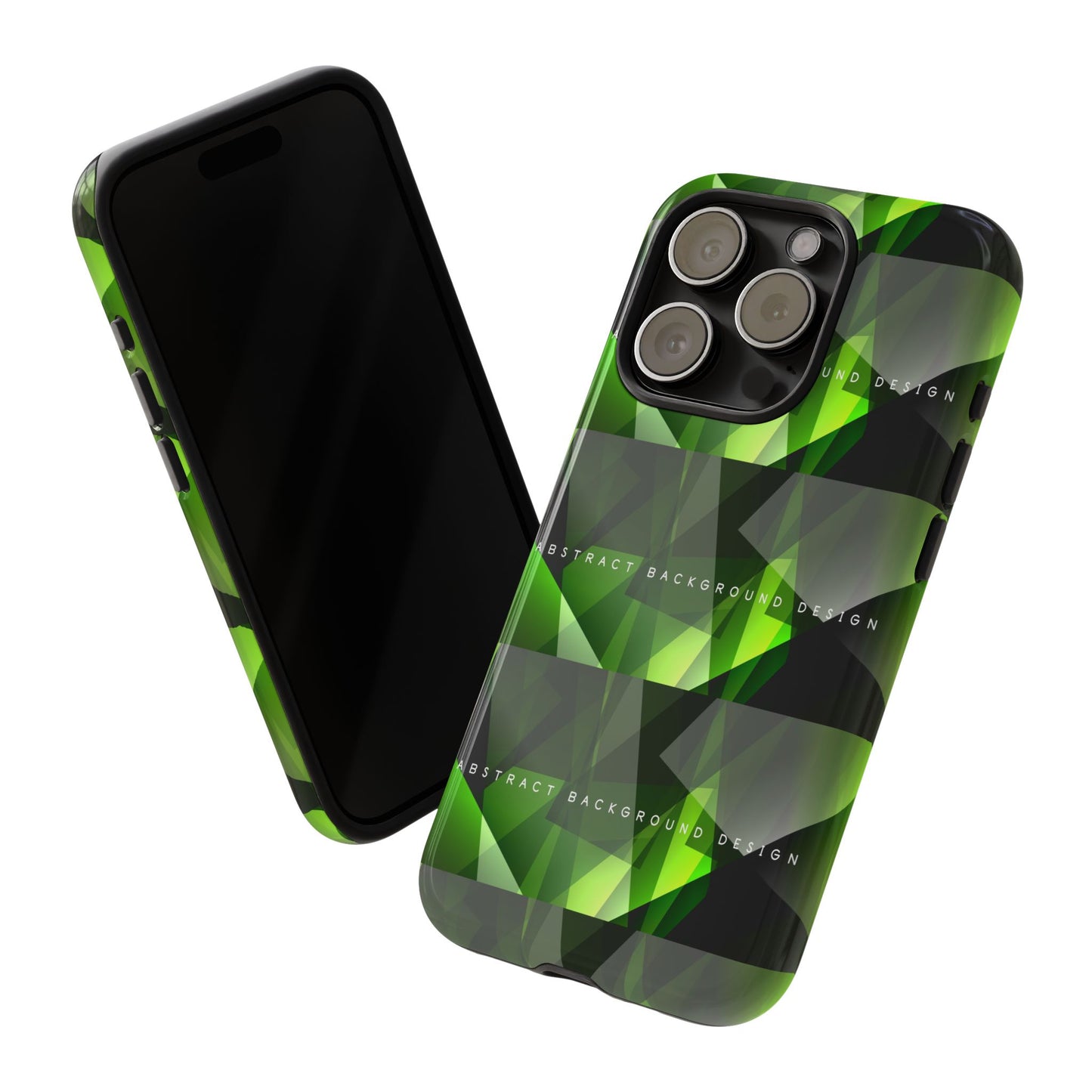 Green Geometric Phone Case — Abstract Triangular Pattern Tough Case