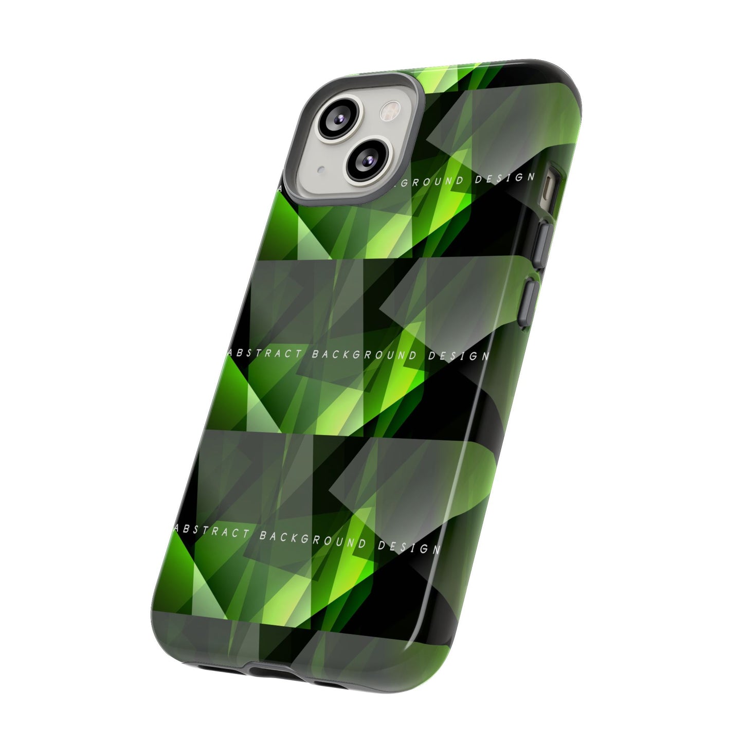Green Geometric Phone Case — Abstract Triangular Pattern Tough Case