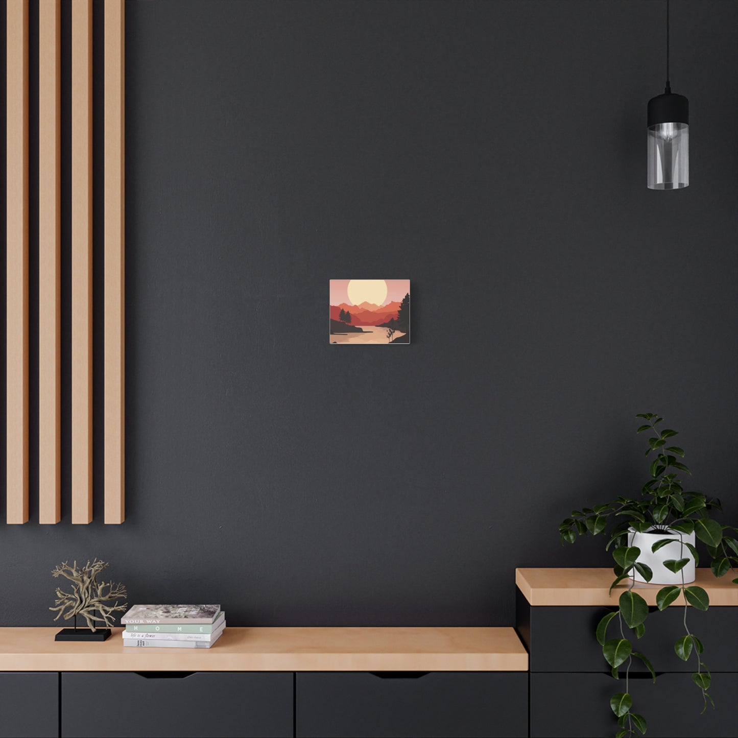 Minimal Mountain Outline Canvas, Stretched Matte, Single-Peak Trail Art | Mountaincore