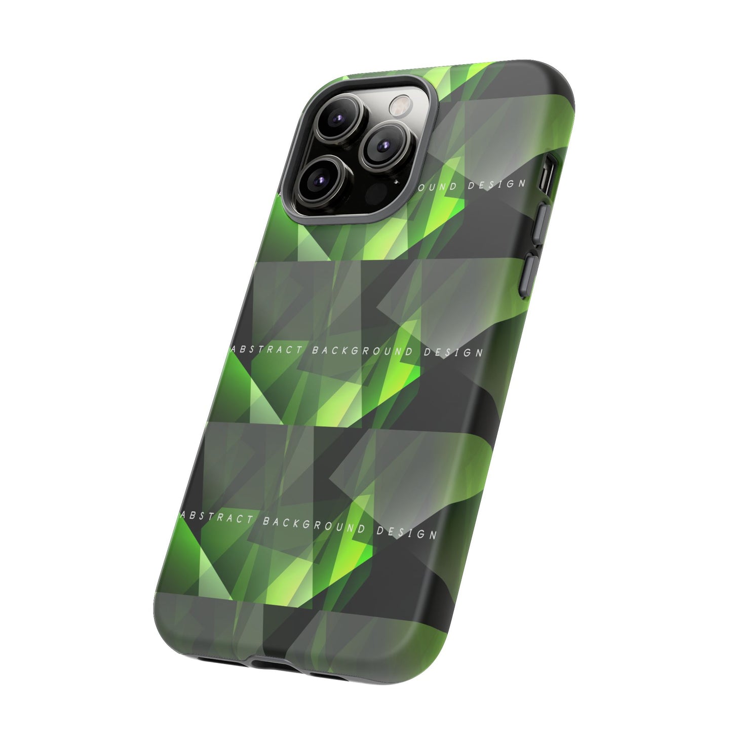 Green Geometric Phone Case — Abstract Triangular Pattern Tough Case