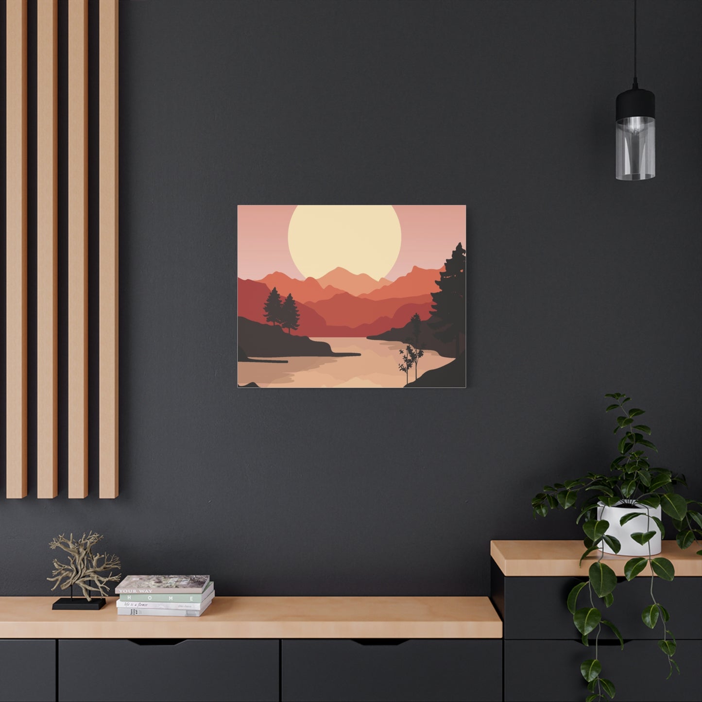 Minimal Mountain Outline Canvas, Stretched Matte, Single-Peak Trail Art | Mountaincore