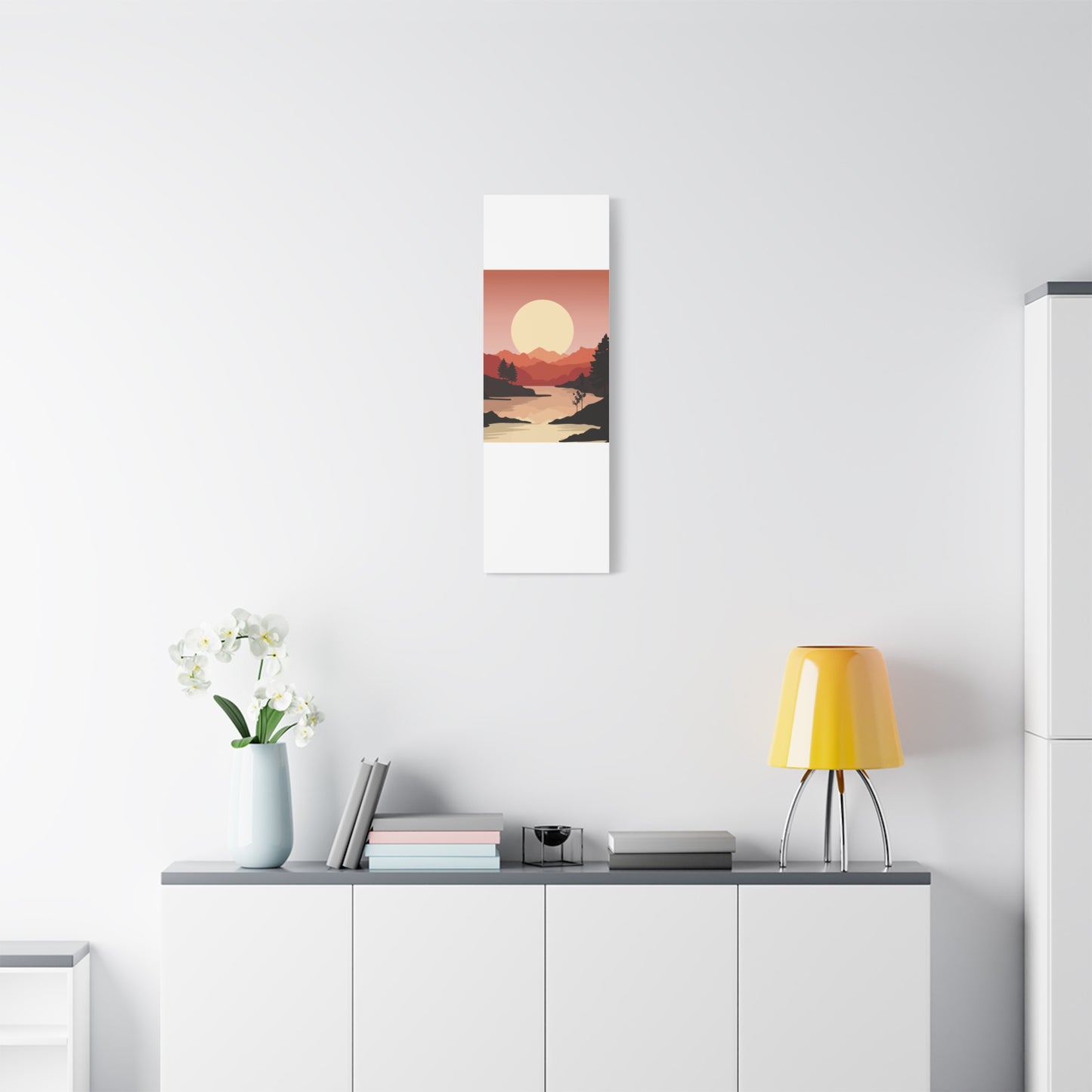 Minimal Mountain Outline Canvas, Stretched Matte, Single-Peak Trail Art | Mountaincore