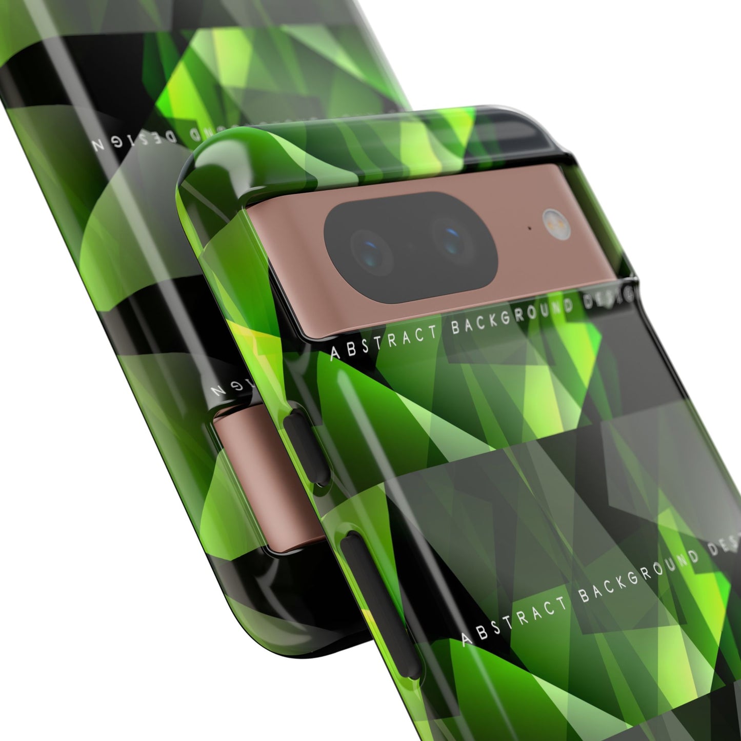 Green Geometric Phone Case — Abstract Triangular Pattern Tough Case