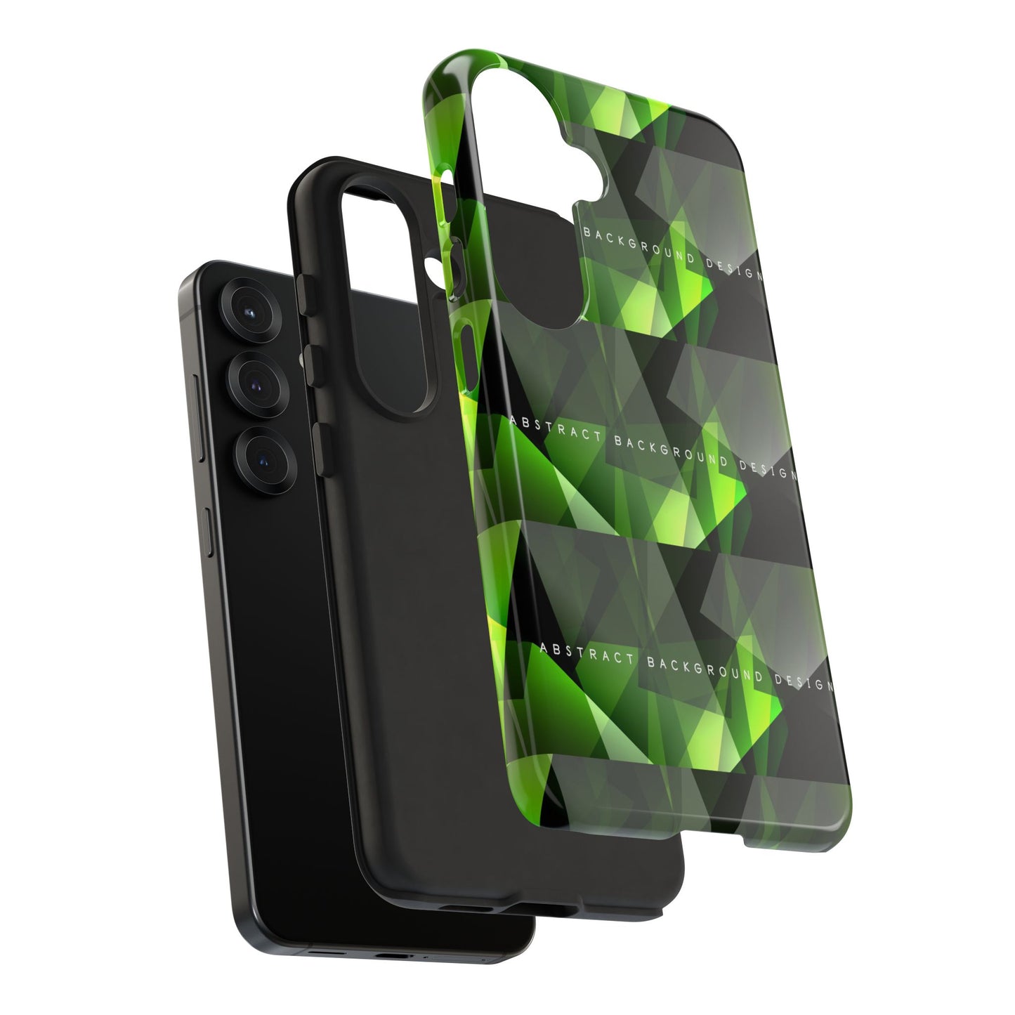 Green Geometric Phone Case — Abstract Triangular Pattern Tough Case