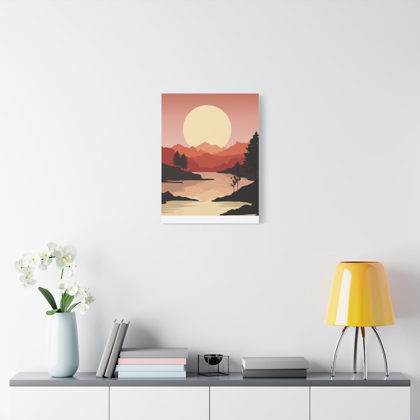 Minimal Mountain Outline Canvas, Stretched Matte, Single-Peak Trail Art | Mountaincore