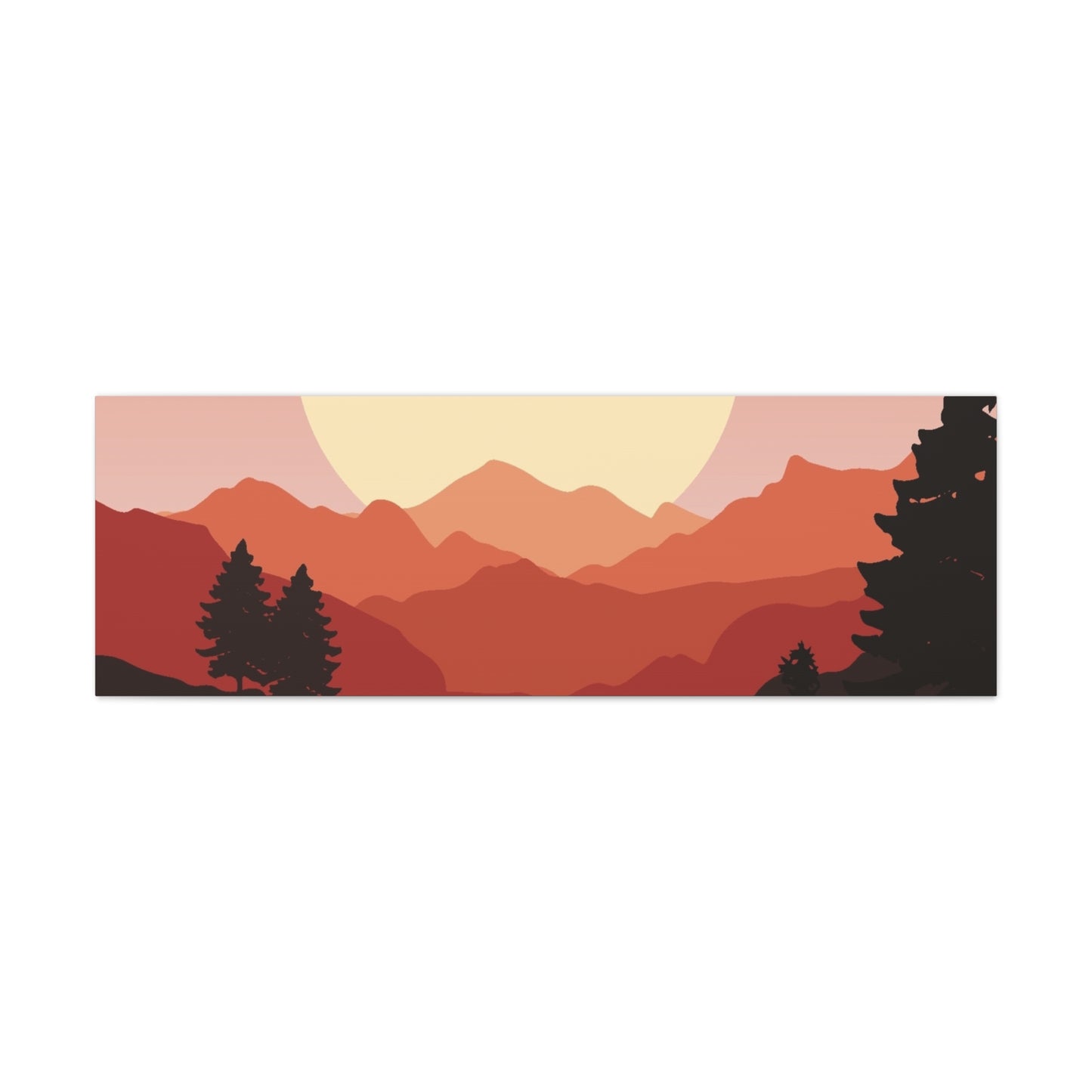 Minimal Mountain Outline Canvas, Stretched Matte, Single-Peak Trail Art | Mountaincore