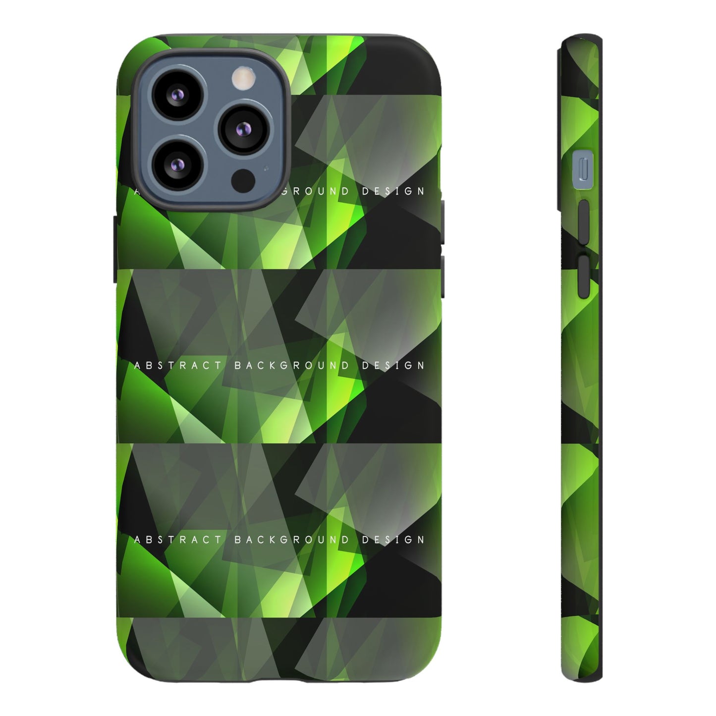 Green Geometric Phone Case — Abstract Triangular Pattern Tough Case