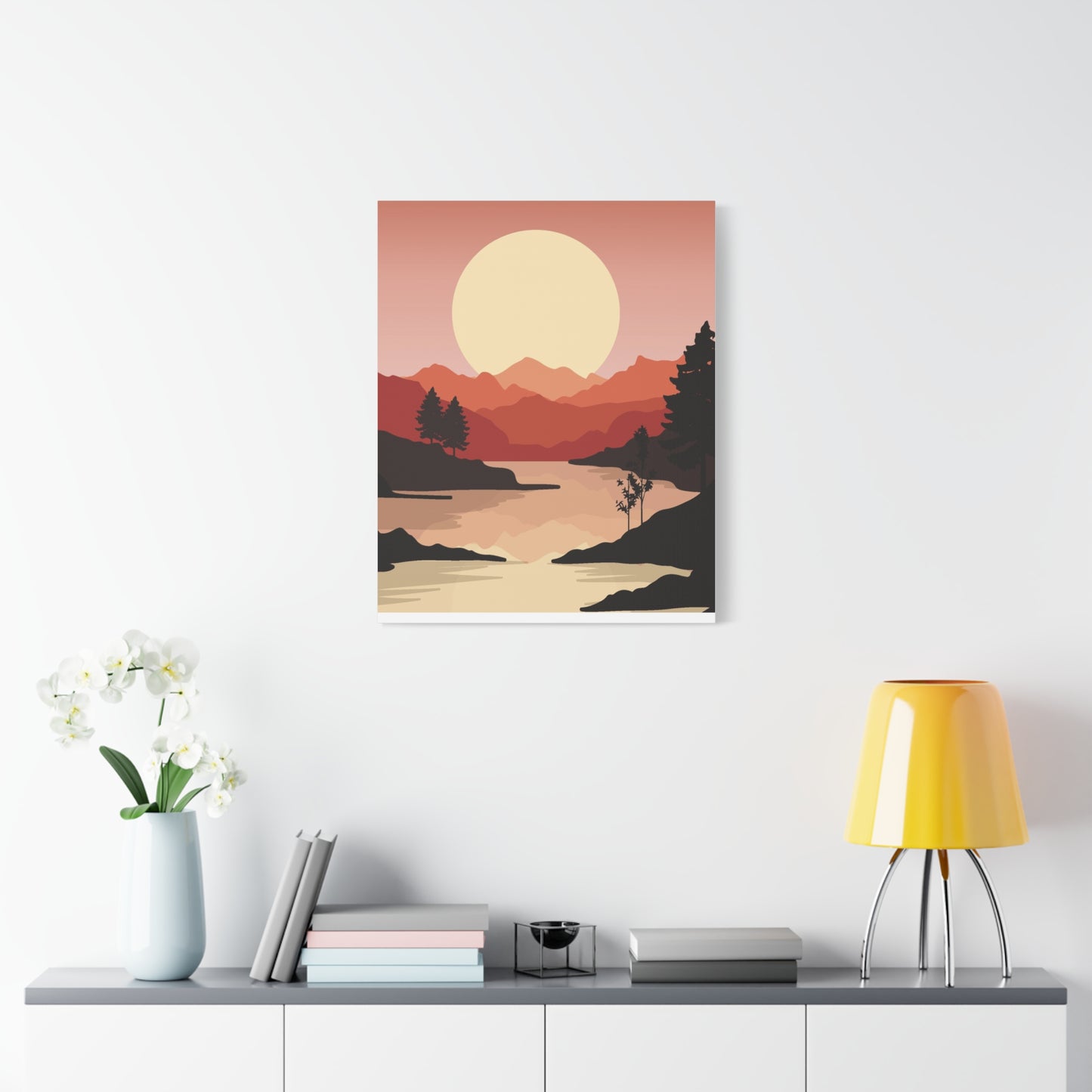 Minimal Mountain Outline Canvas, Stretched Matte, Single-Peak Trail Art | Mountaincore