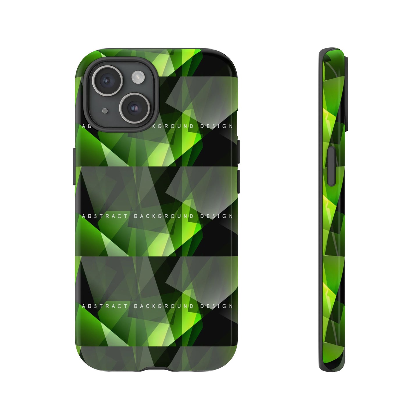 Green Geometric Phone Case — Abstract Triangular Pattern Tough Case