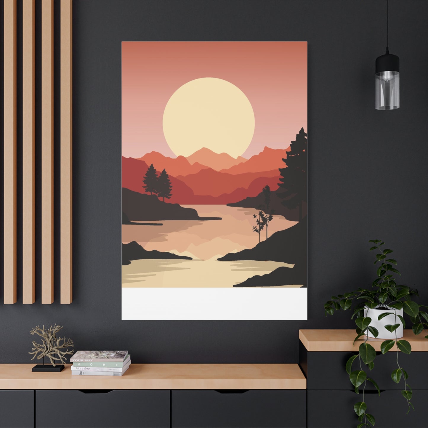 Minimal Mountain Outline Canvas, Stretched Matte, Single-Peak Trail Art | Mountaincore