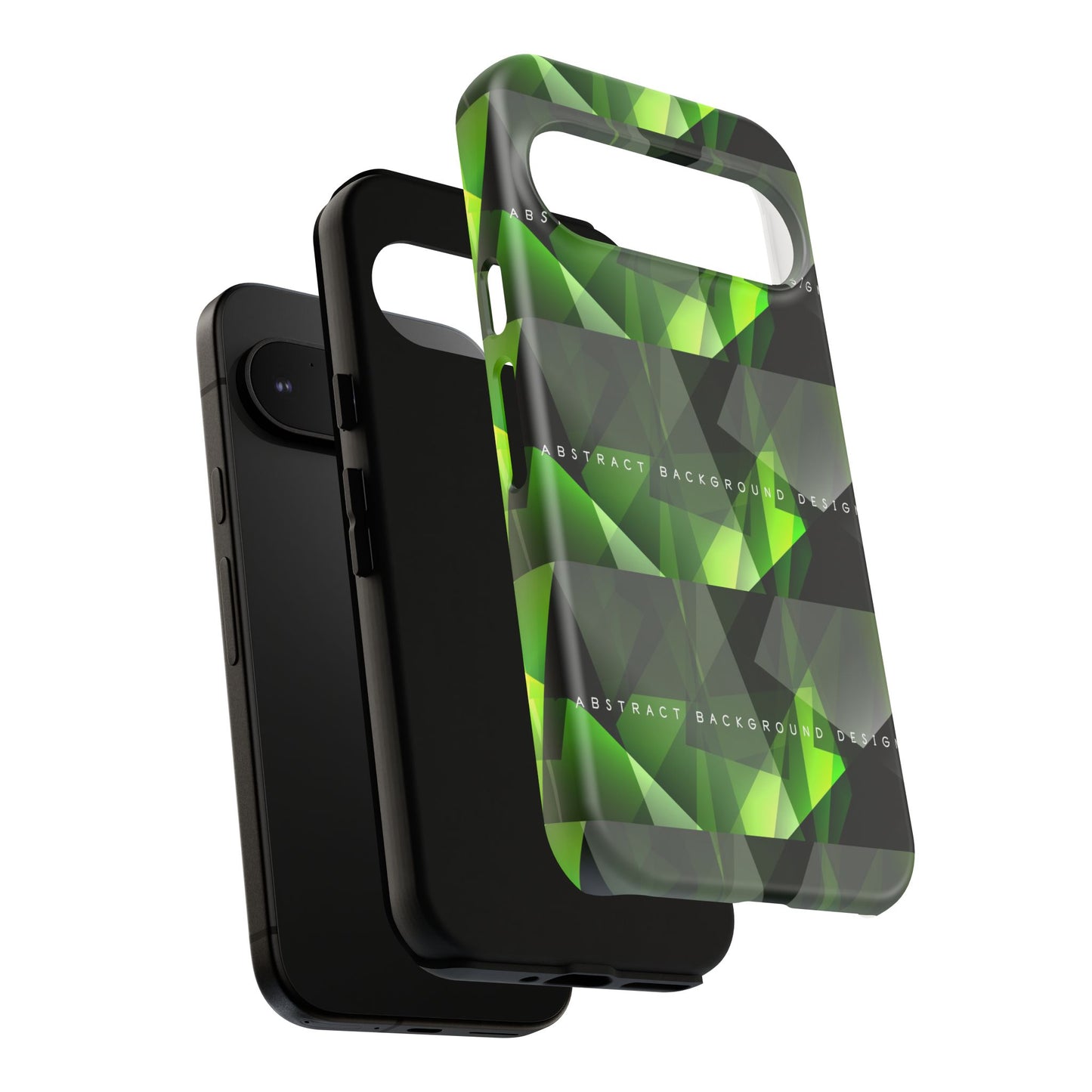 Green Geometric Phone Case — Abstract Triangular Pattern Tough Case