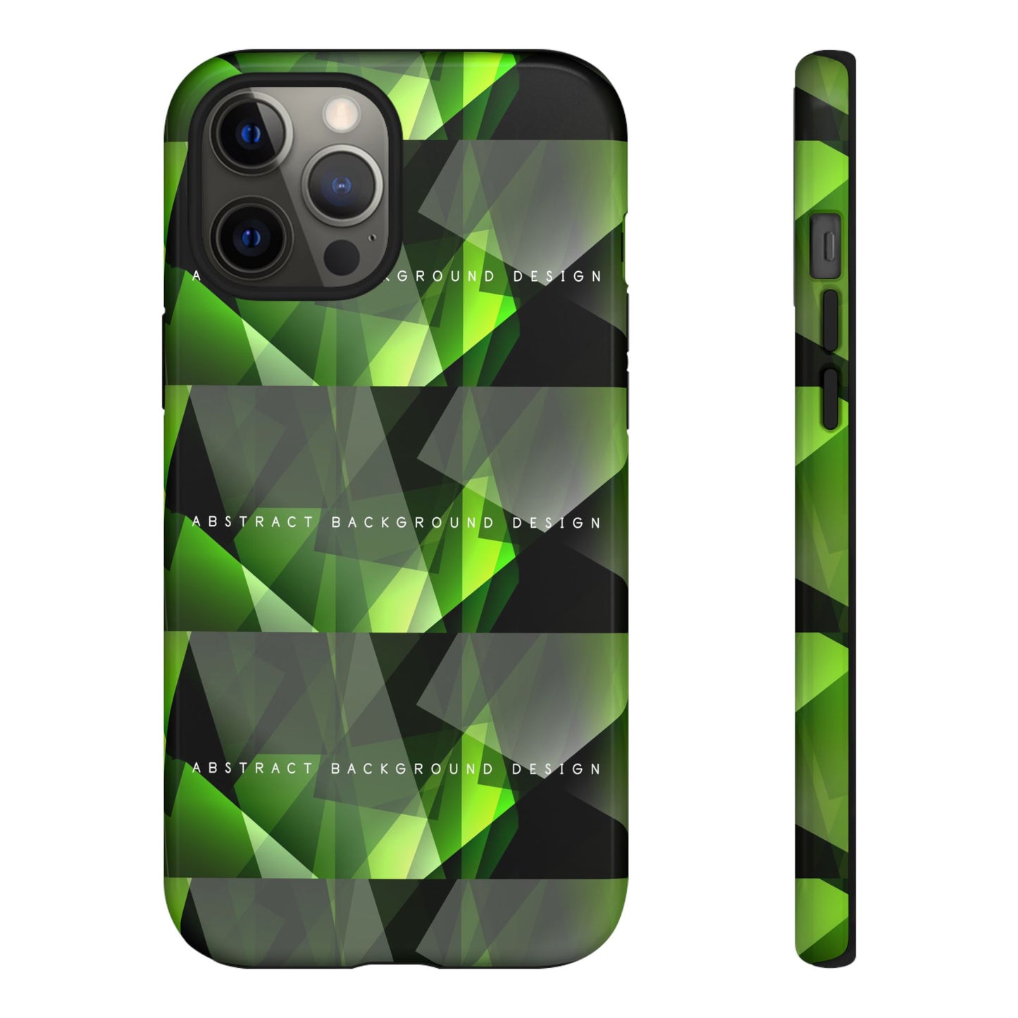 Green Geometric Phone Case — Abstract Triangular Pattern Tough Case
