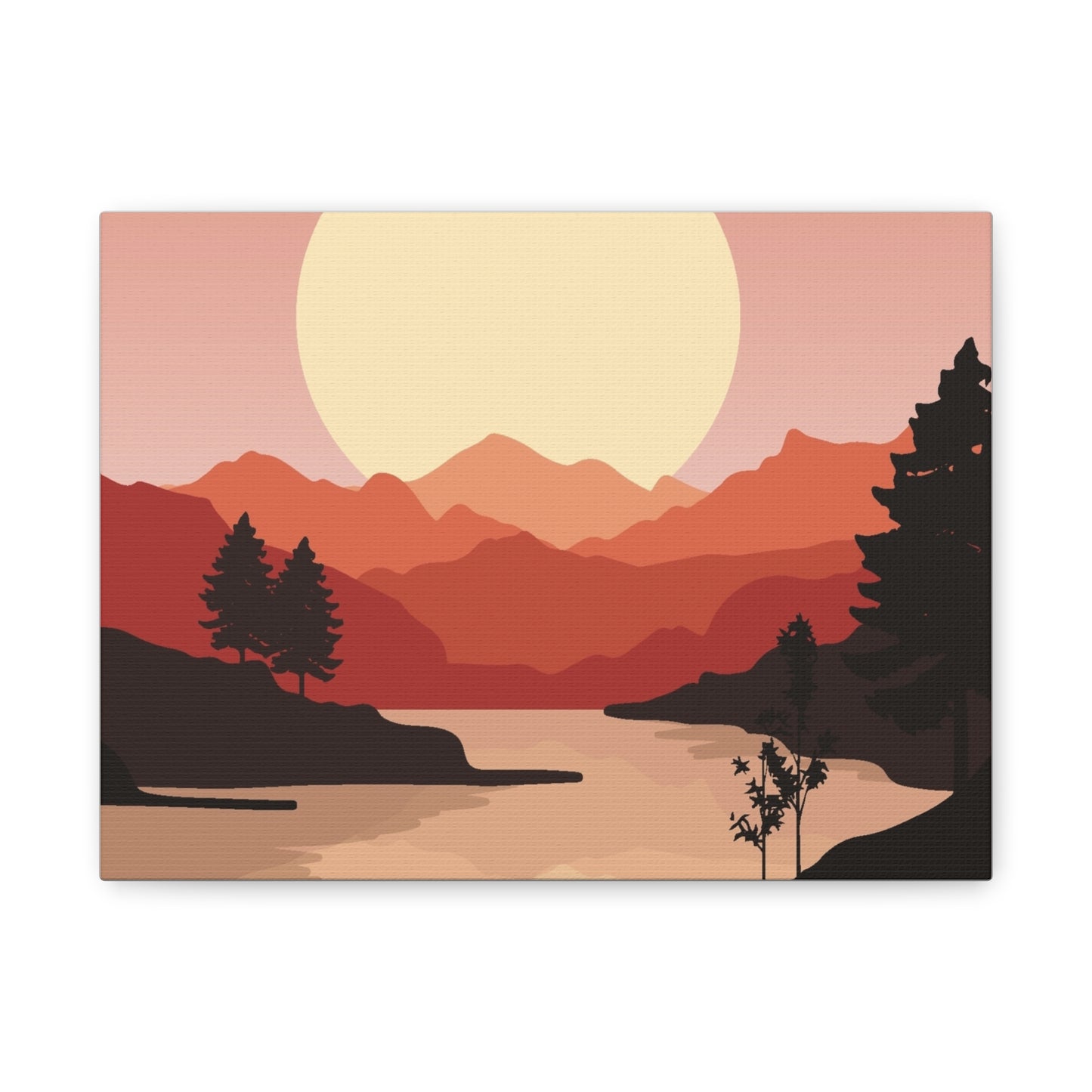 Minimal Mountain Outline Canvas, Stretched Matte, Single-Peak Trail Art | Mountaincore