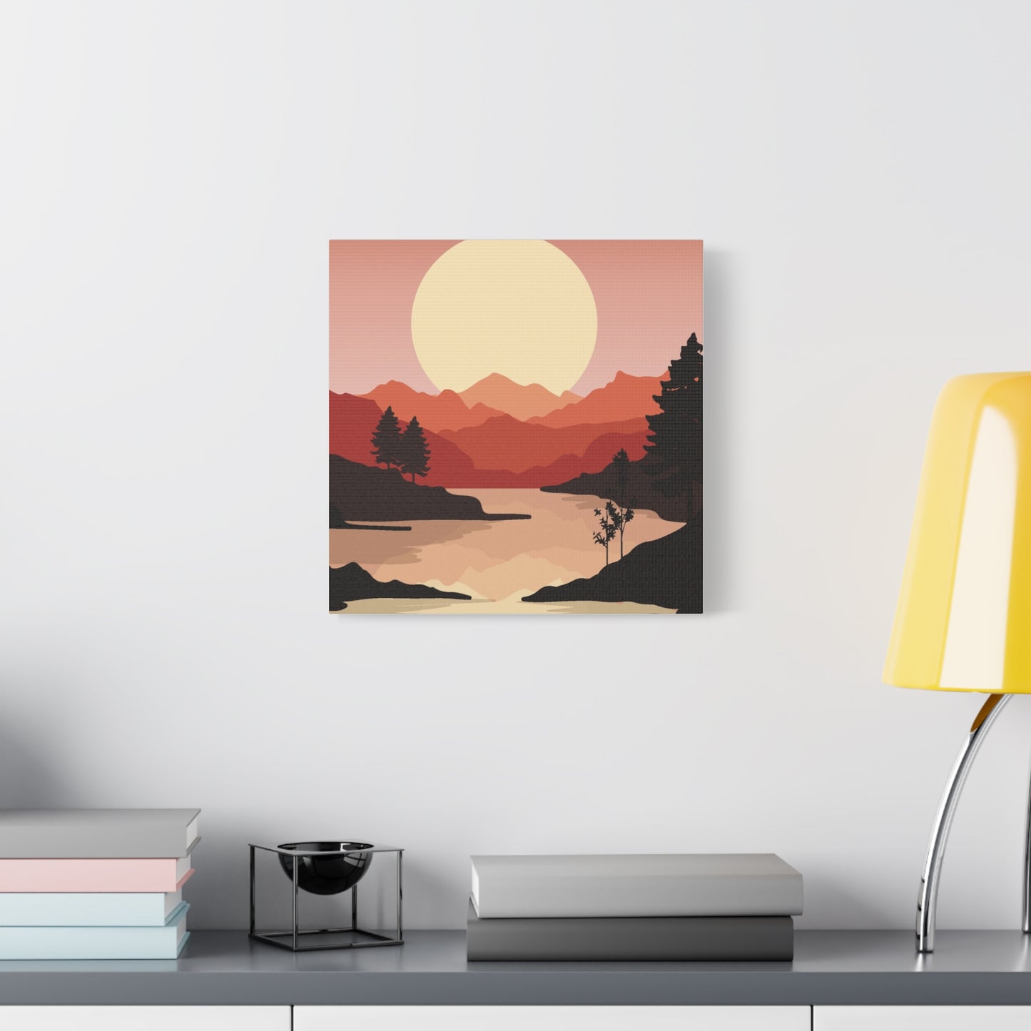 Minimal Mountain Outline Canvas, Stretched Matte, Single-Peak Trail Art | Mountaincore