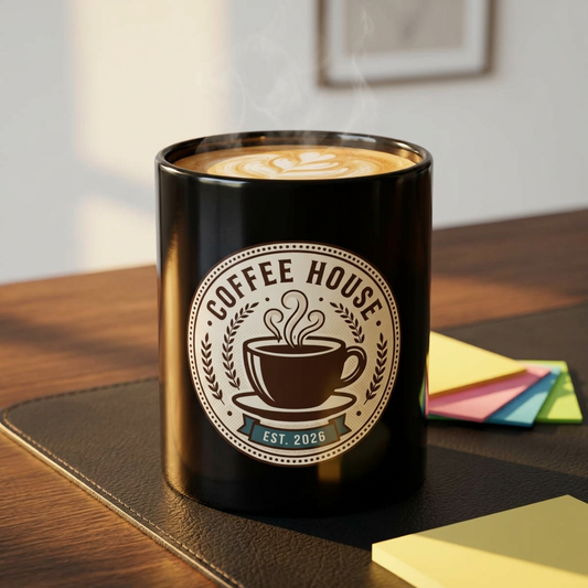 Coffee House Logo Mug | Black Ceramic Coffee Mug 11oz or 15oz