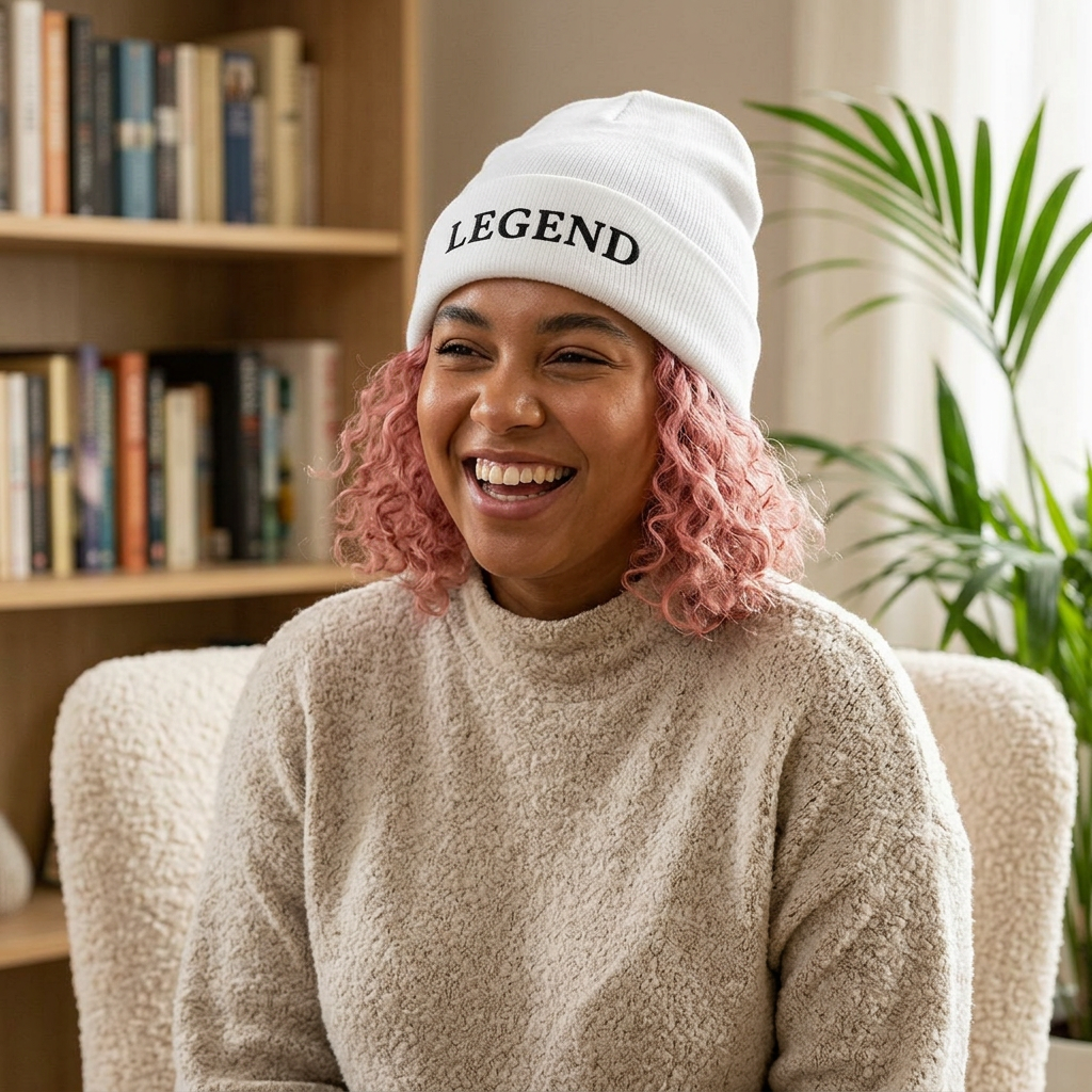 LEGEND embroidered cuffed beanie | Embroidery knit hat