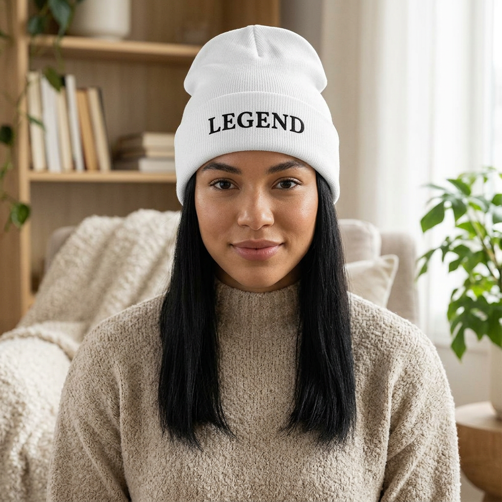 LEGEND embroidered cuffed beanie | Embroidery knit hat