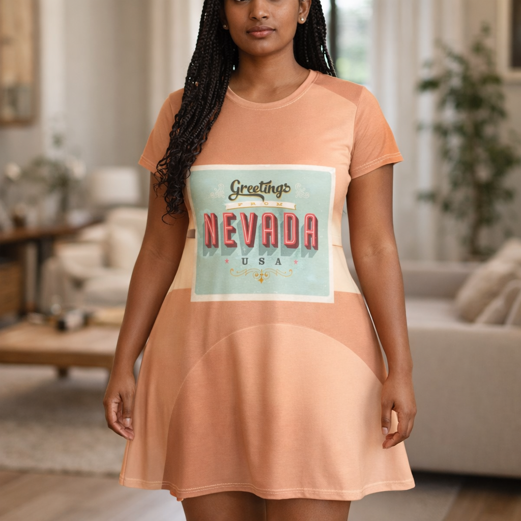 Nevada Vintage Postcard T-Shirt Dress