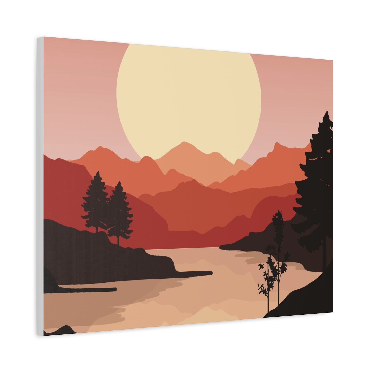 Minimal Mountain Outline Canvas, Stretched Matte, Single-Peak Trail Art | Mountaincore