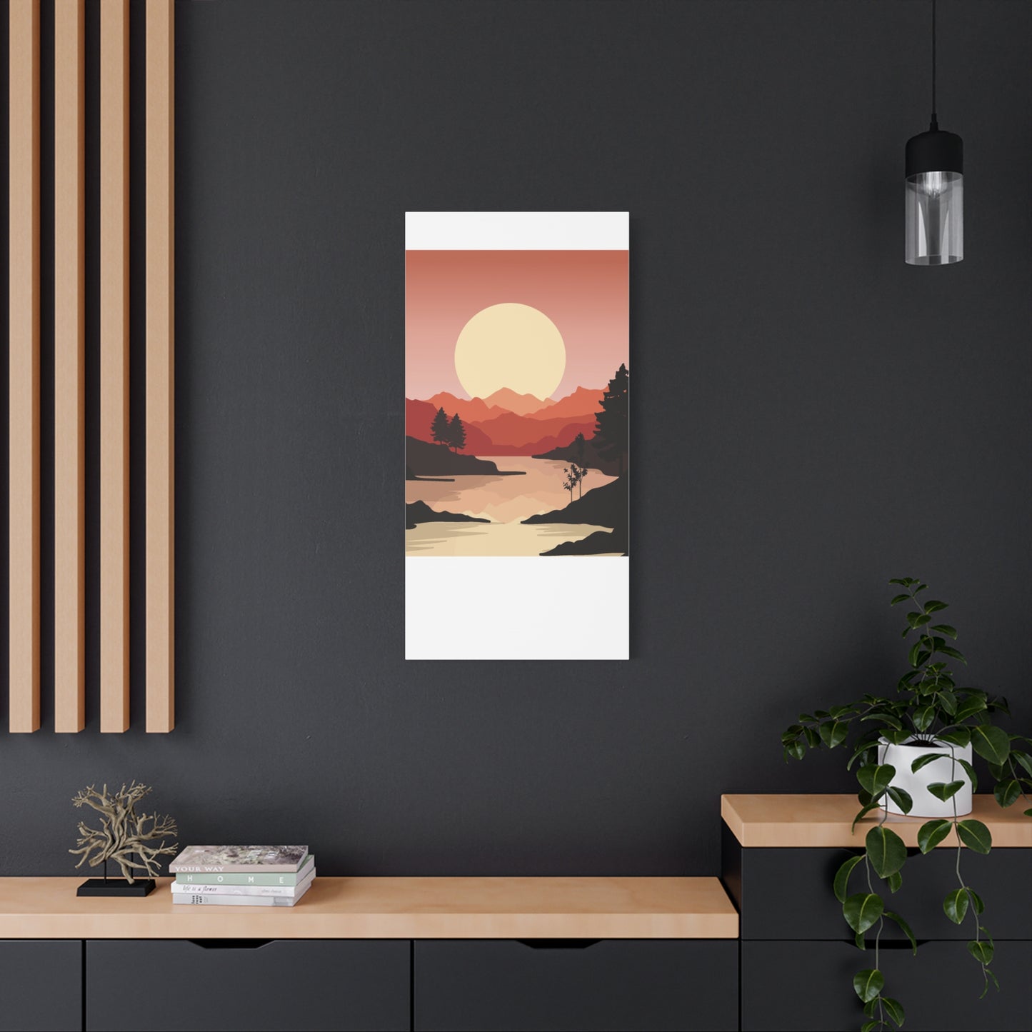 Minimal Mountain Outline Canvas, Stretched Matte, Single-Peak Trail Art | Mountaincore