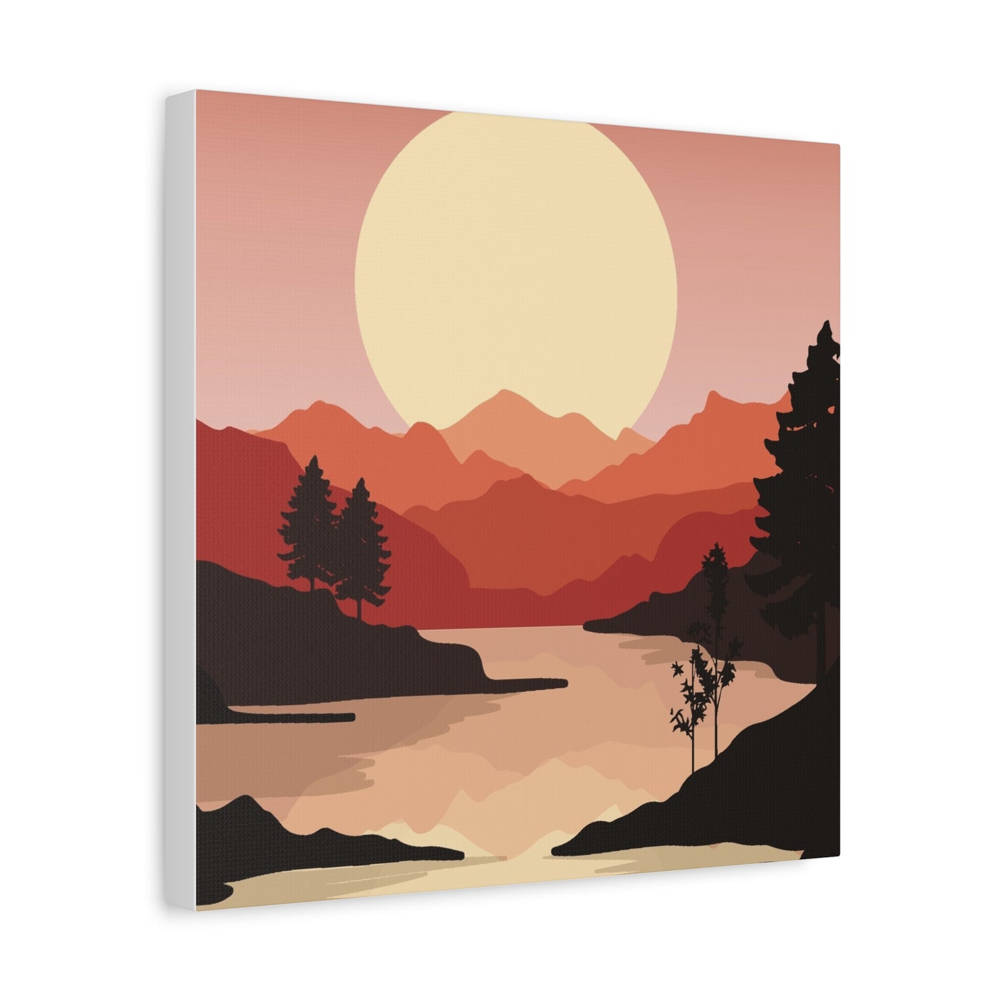 Minimal Mountain Outline Canvas, Stretched Matte, Single-Peak Trail Art | Mountaincore