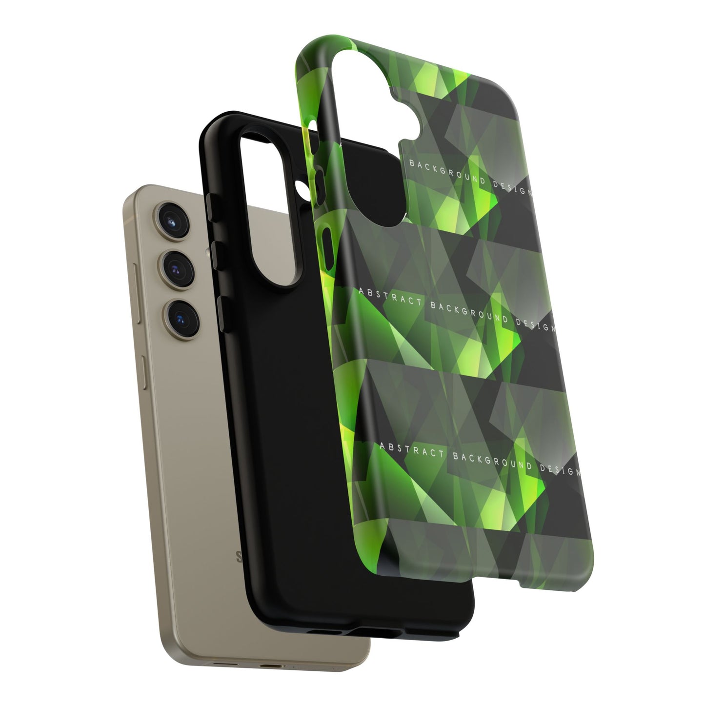 Green Geometric Phone Case — Abstract Triangular Pattern Tough Case