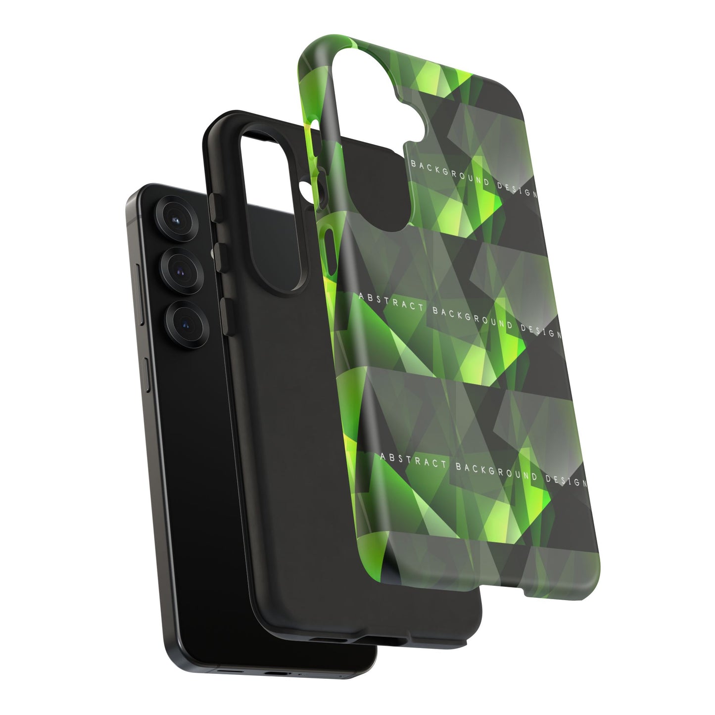 Green Geometric Phone Case — Abstract Triangular Pattern Tough Case