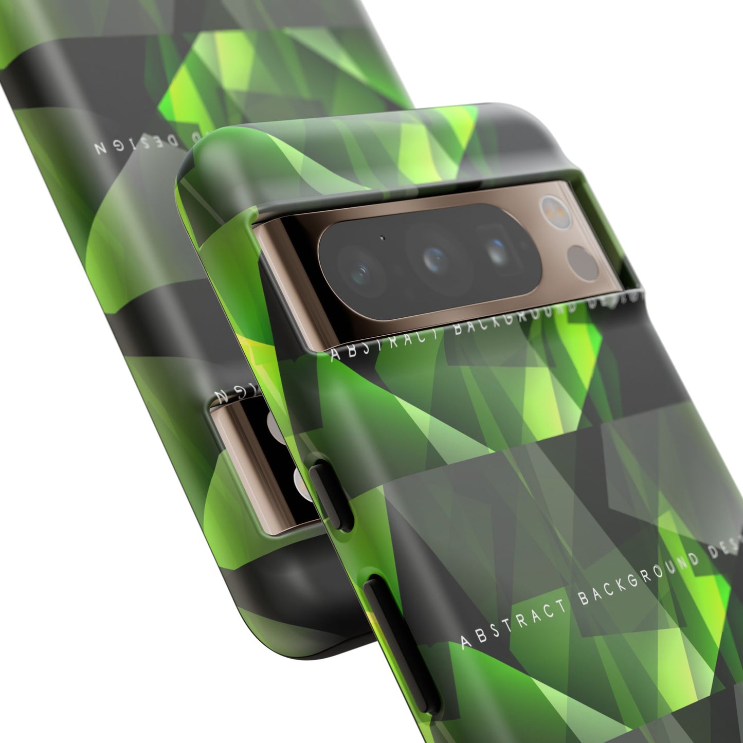 Green Geometric Phone Case — Abstract Triangular Pattern Tough Case