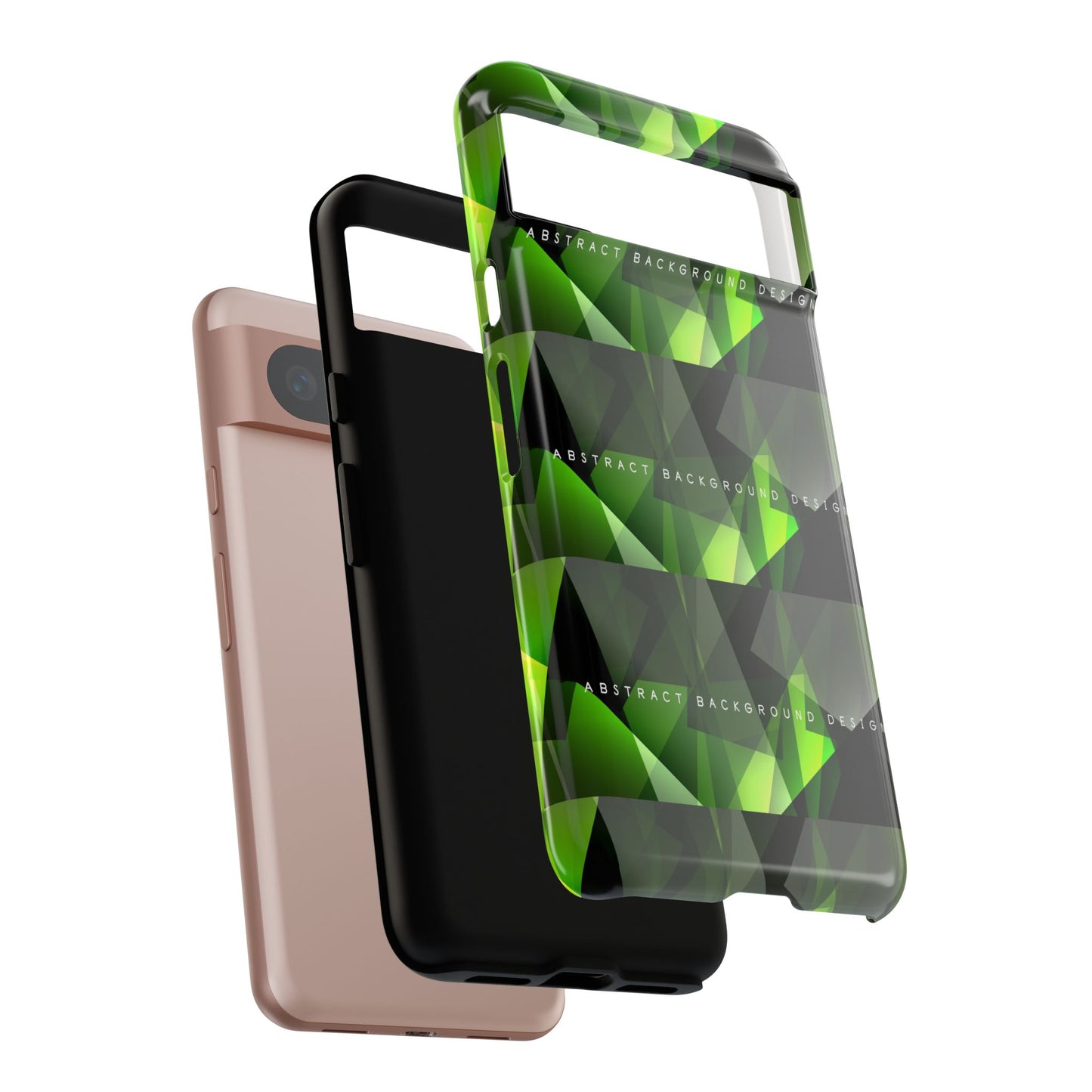 Green Geometric Phone Case — Abstract Triangular Pattern Tough Case