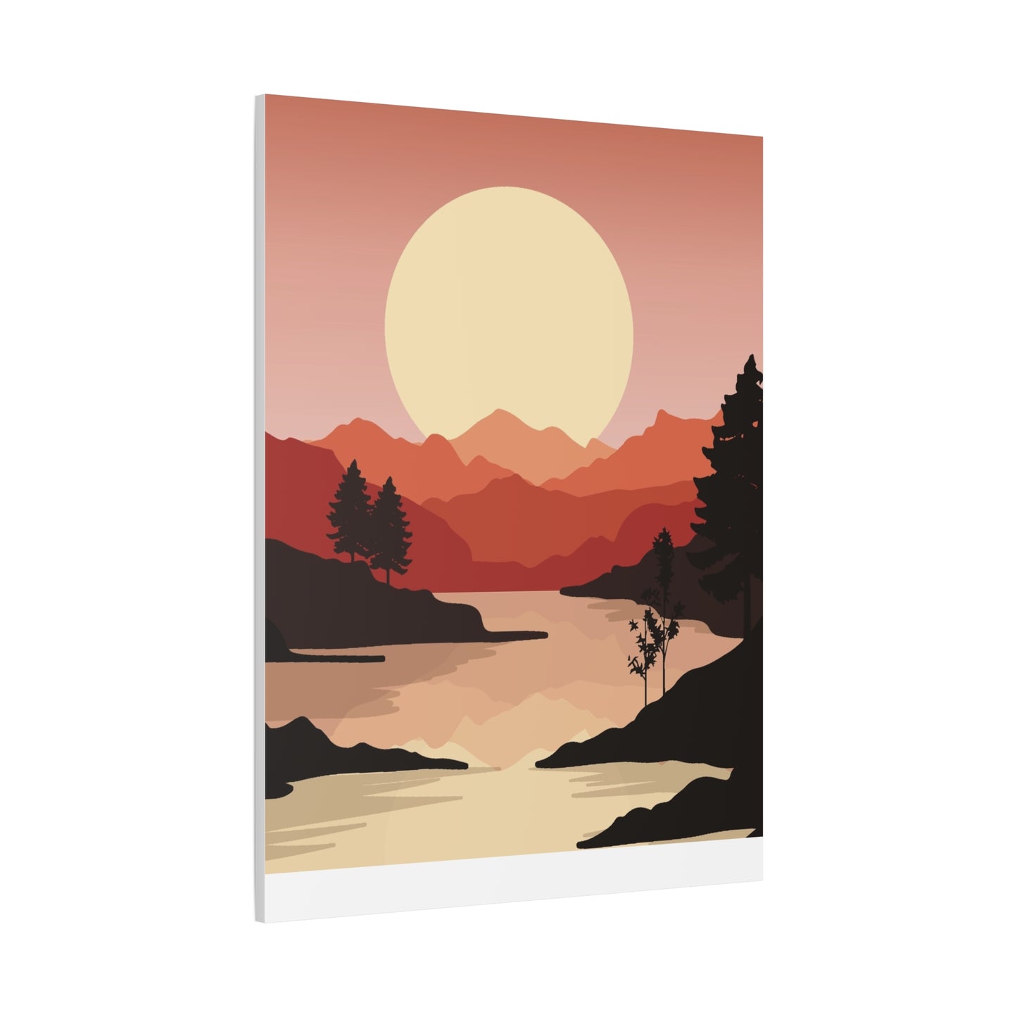 Minimal Mountain Outline Canvas, Stretched Matte, Single-Peak Trail Art | Mountaincore