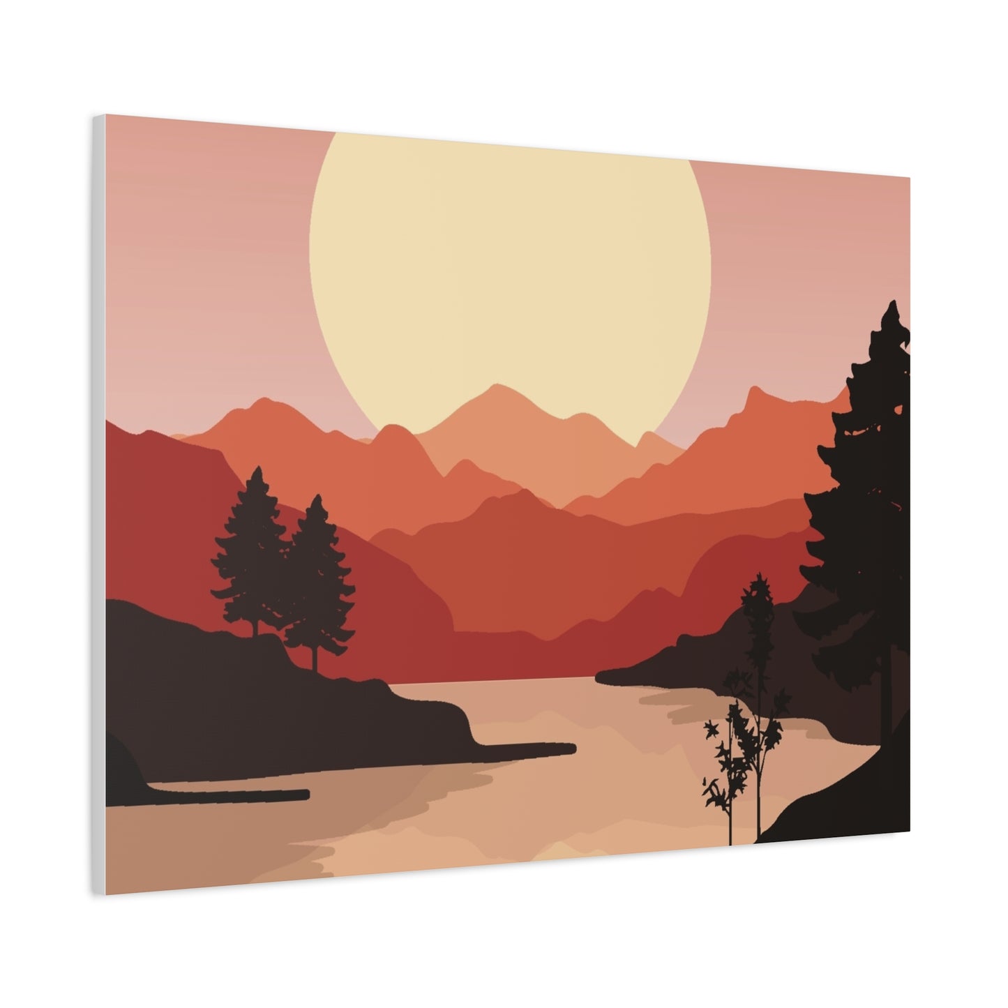 Minimal Mountain Outline Canvas, Stretched Matte, Single-Peak Trail Art | Mountaincore