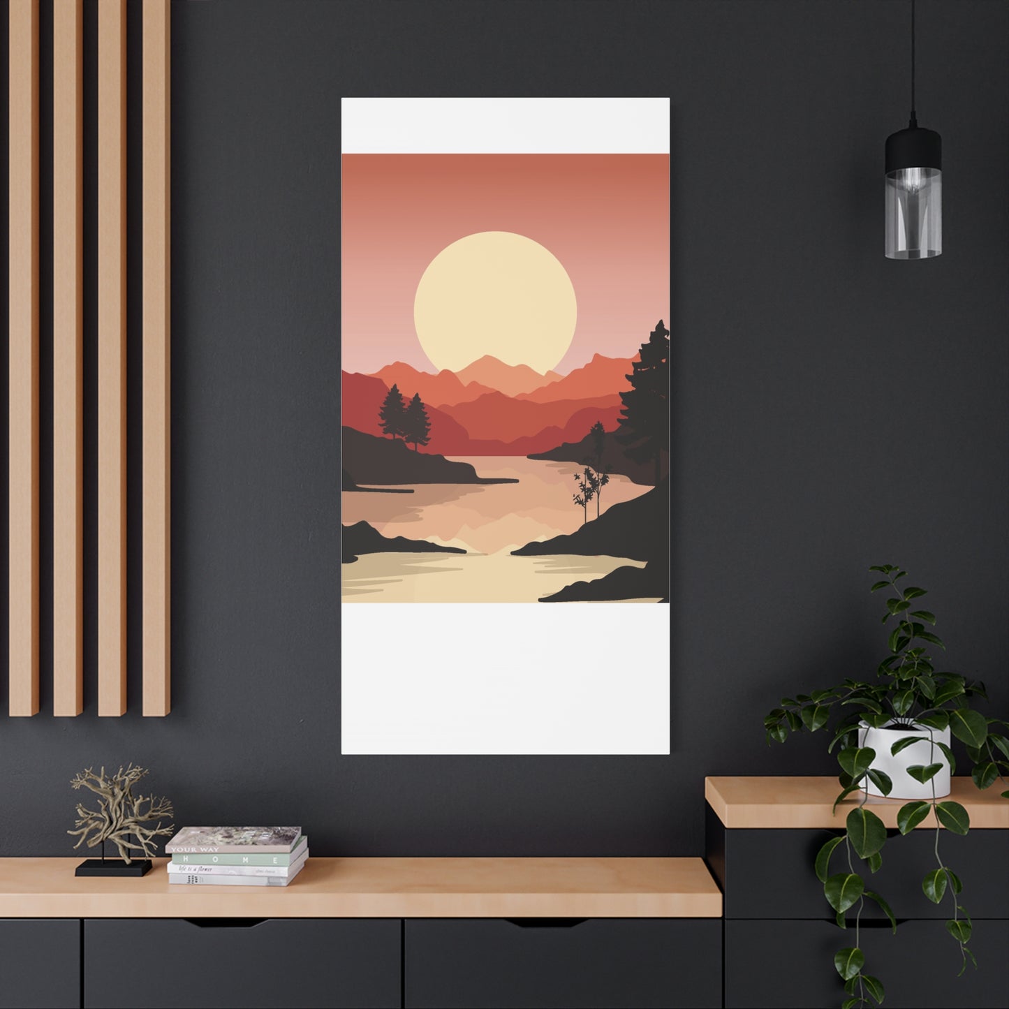 Minimal Mountain Outline Canvas, Stretched Matte, Single-Peak Trail Art | Mountaincore