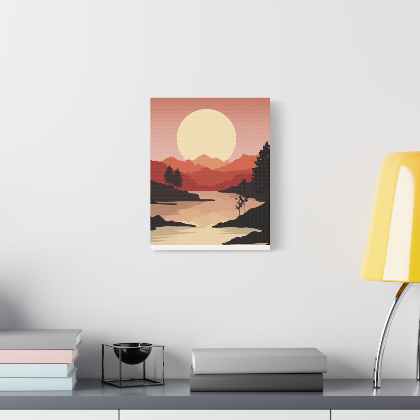 Minimal Mountain Outline Canvas, Stretched Matte, Single-Peak Trail Art | Mountaincore