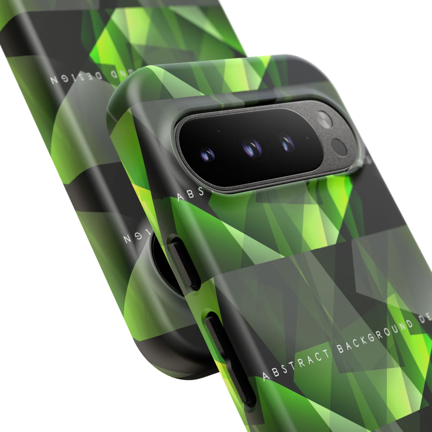 Green Geometric Phone Case — Abstract Triangular Pattern Tough Case