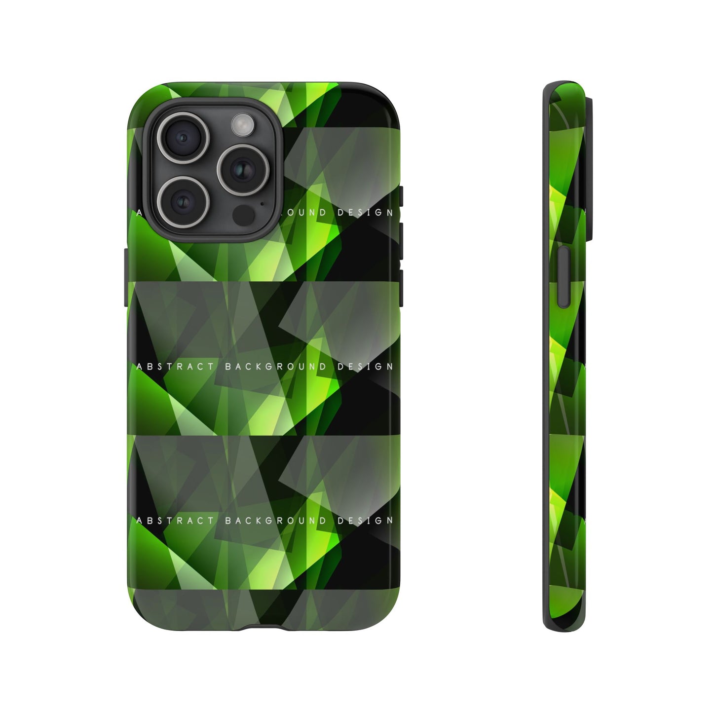 Green Geometric Phone Case — Abstract Triangular Pattern Tough Case