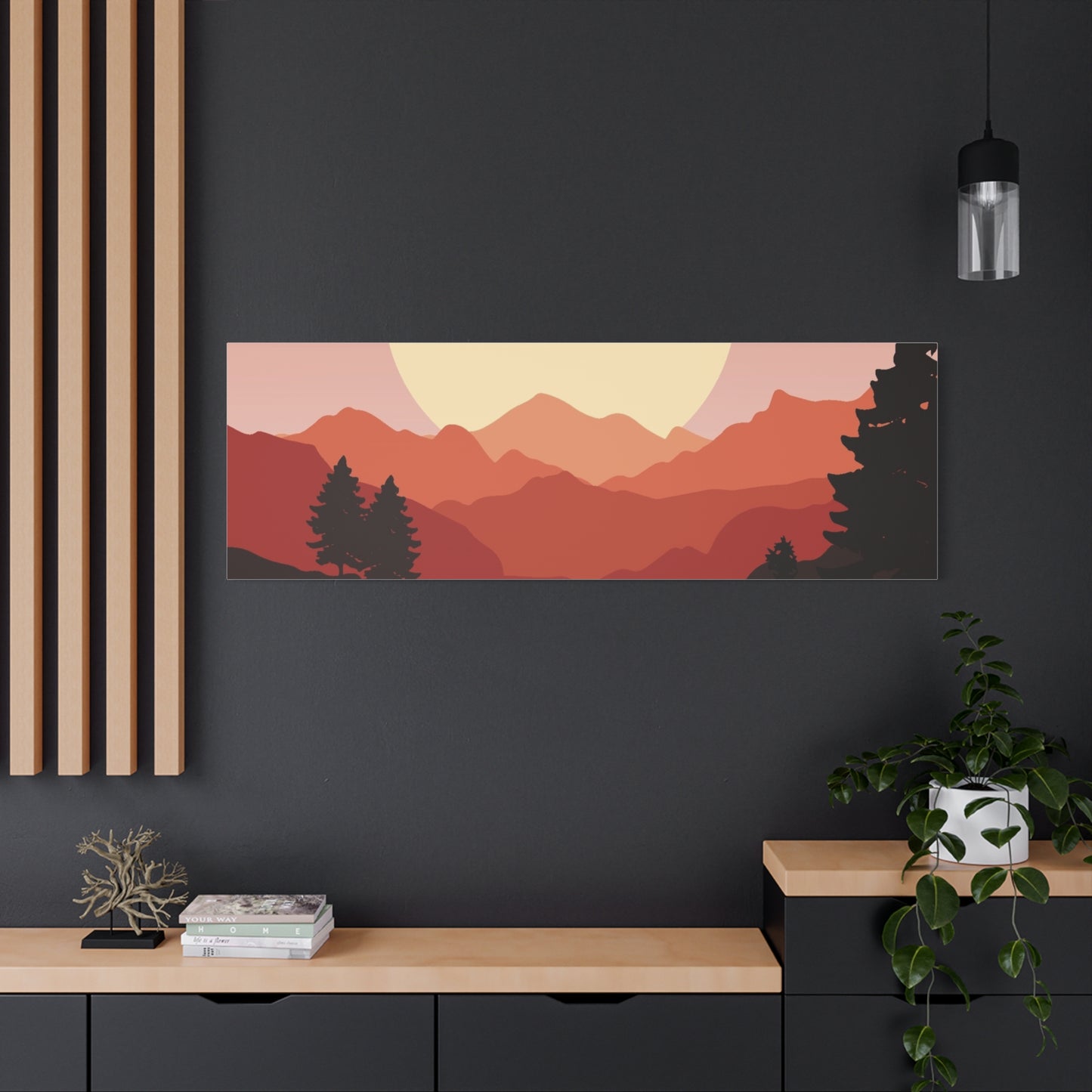 Minimal Mountain Outline Canvas, Stretched Matte, Single-Peak Trail Art | Mountaincore