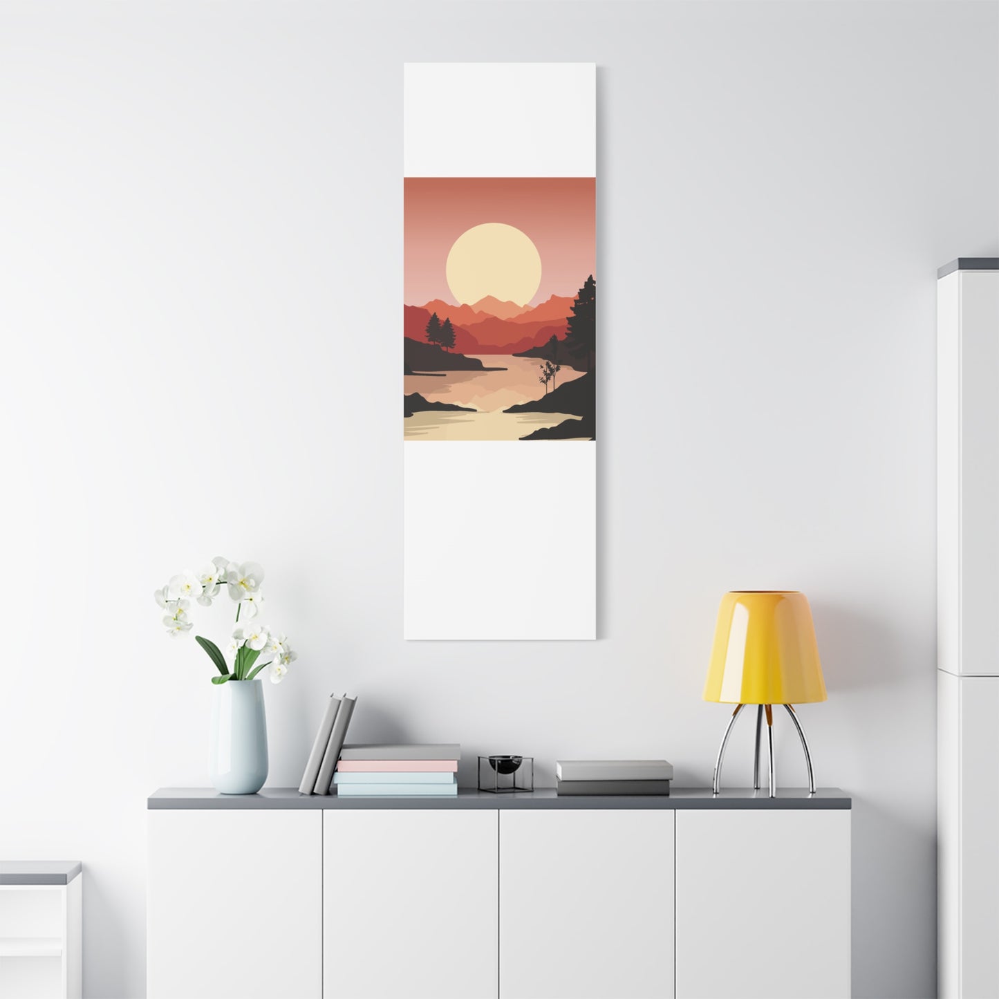 Minimal Mountain Outline Canvas, Stretched Matte, Single-Peak Trail Art | Mountaincore
