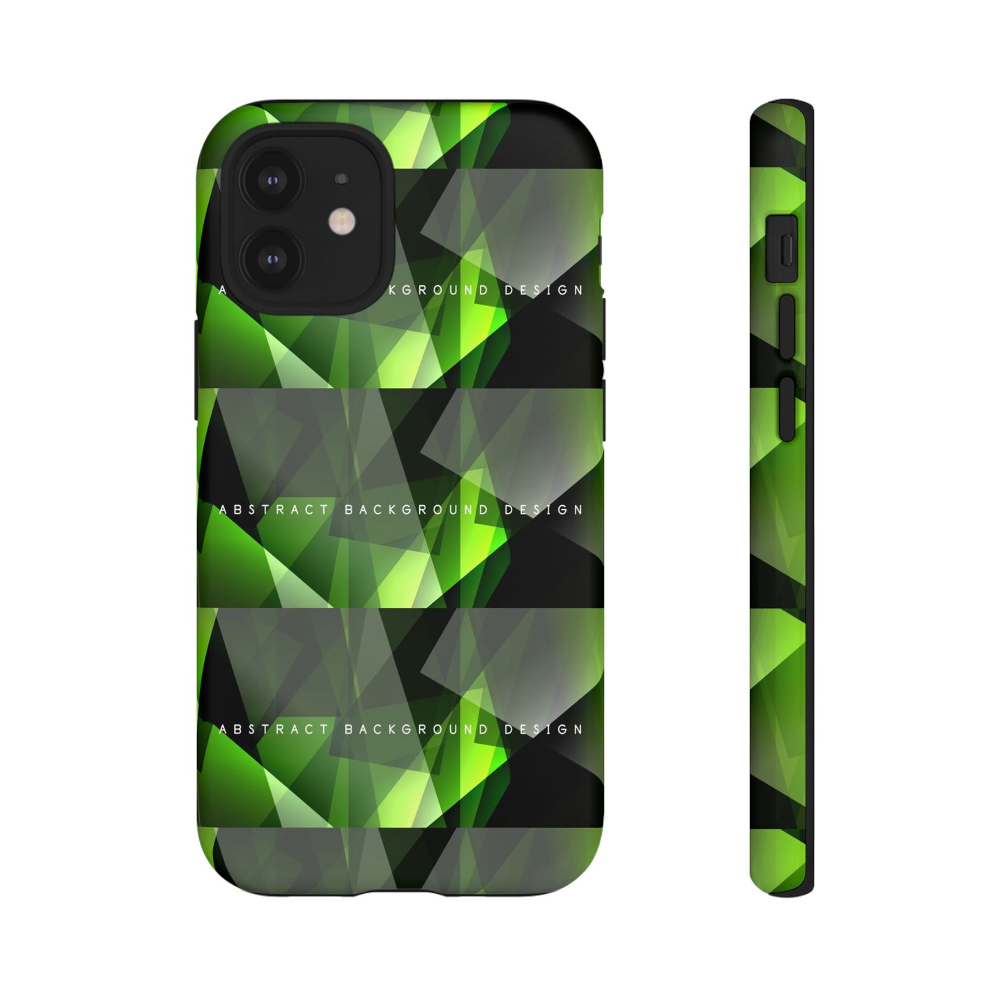 Green Geometric Phone Case — Abstract Triangular Pattern Tough Case