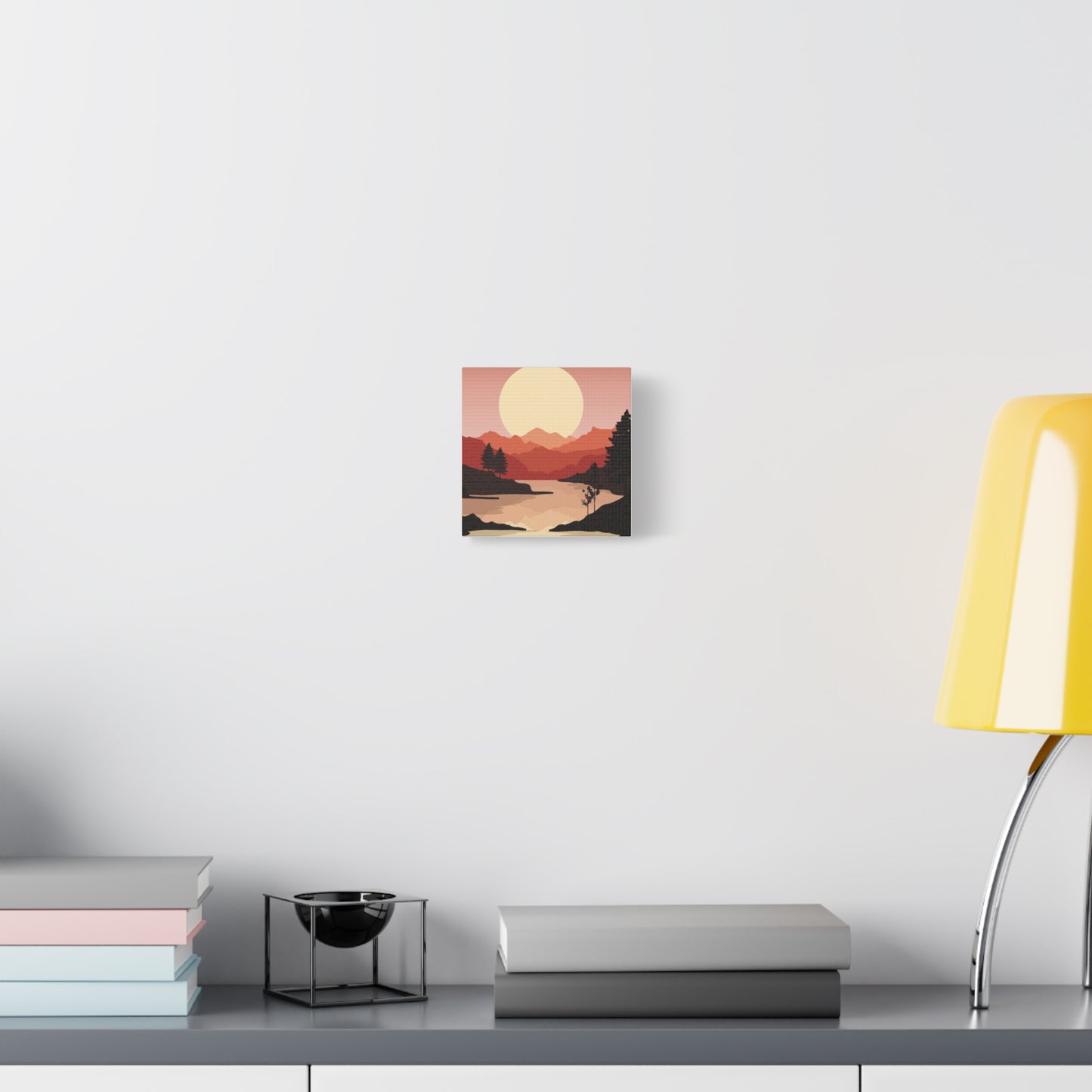 Minimal Mountain Outline Canvas, Stretched Matte, Single-Peak Trail Art | Mountaincore