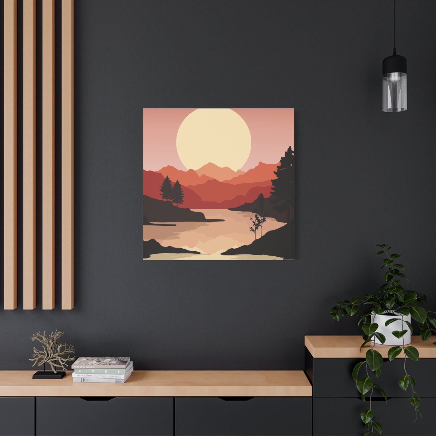 Minimal Mountain Outline Canvas, Stretched Matte, Single-Peak Trail Art | Mountaincore