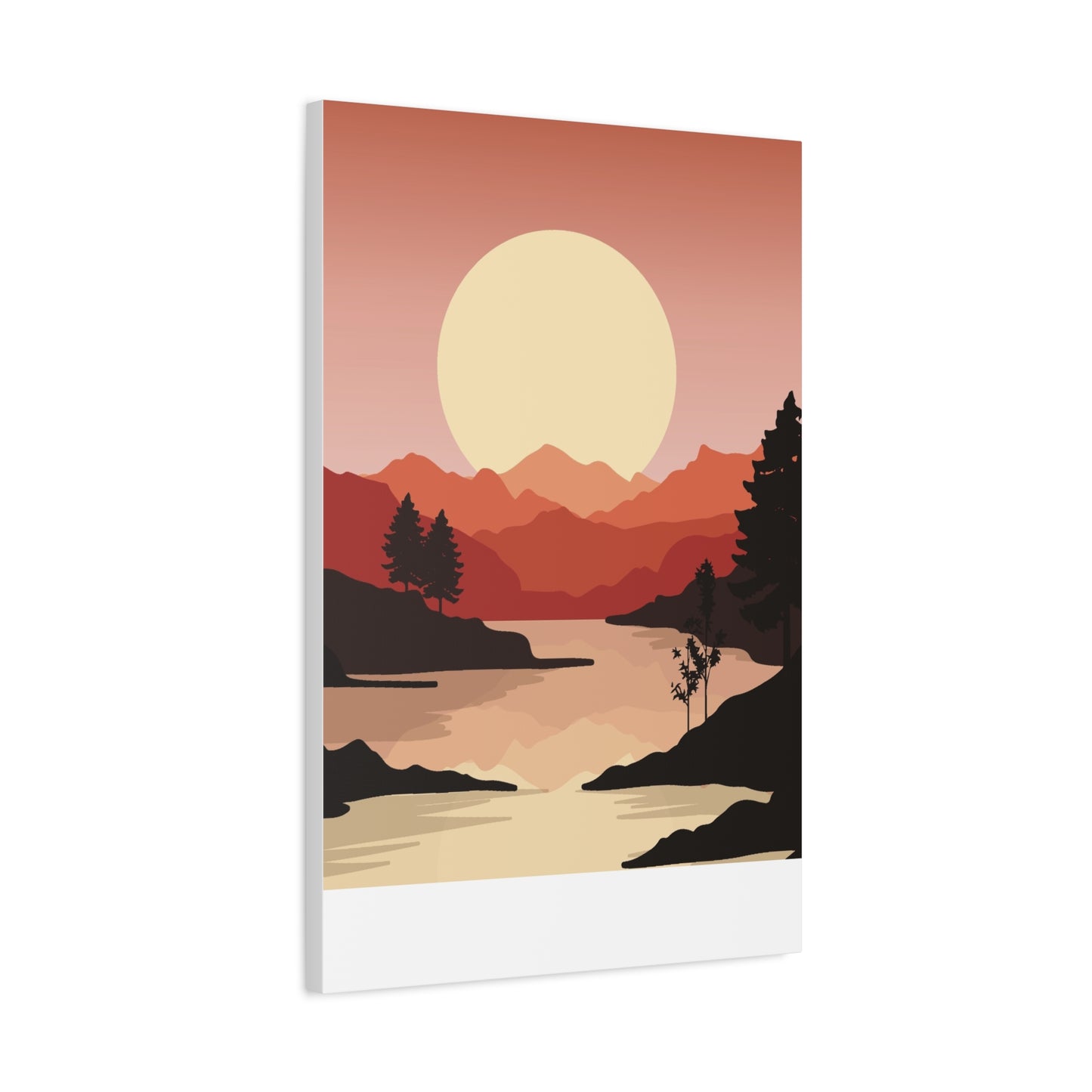 Minimal Mountain Outline Canvas, Stretched Matte, Single-Peak Trail Art | Mountaincore