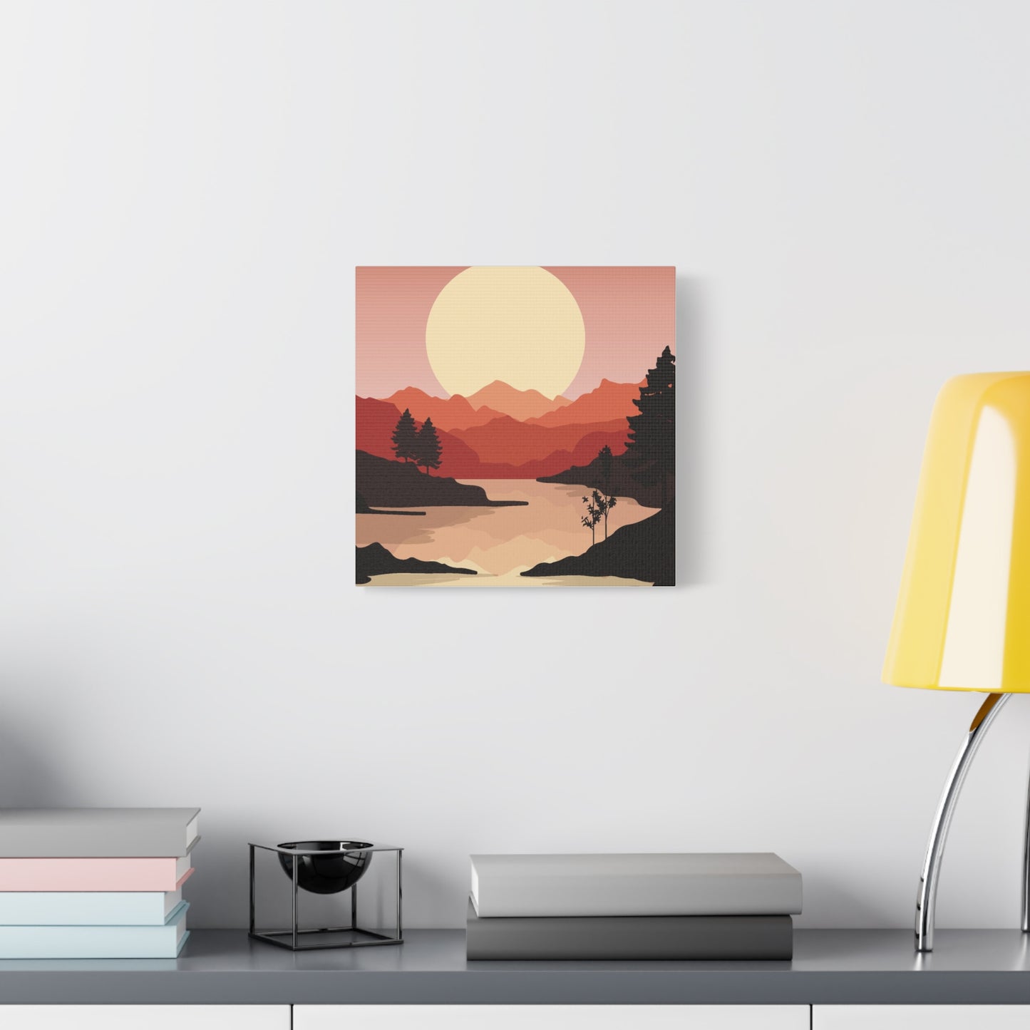 Minimal Mountain Outline Canvas, Stretched Matte, Single-Peak Trail Art | Mountaincore