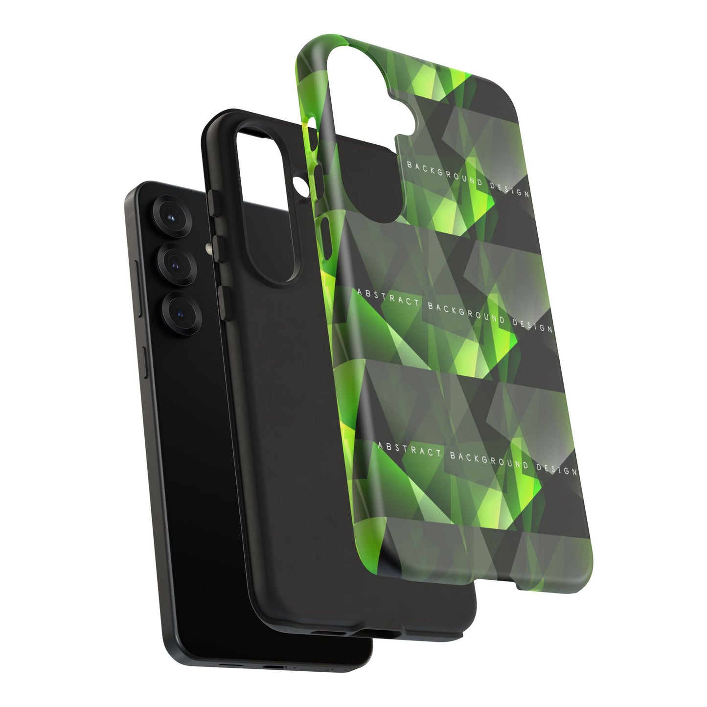 Green Geometric Phone Case — Abstract Triangular Pattern Tough Case