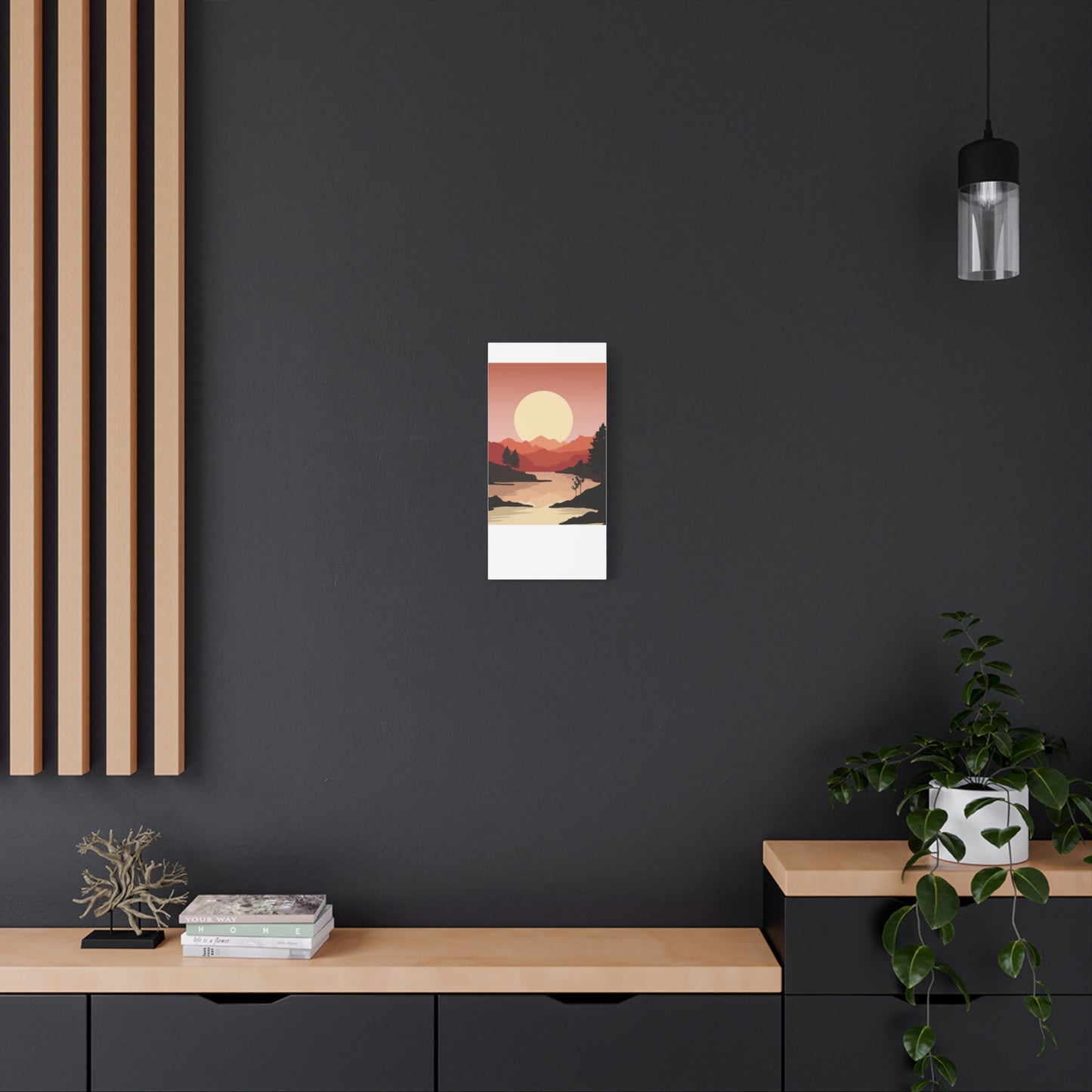 Minimal Mountain Outline Canvas, Stretched Matte, Single-Peak Trail Art | Mountaincore