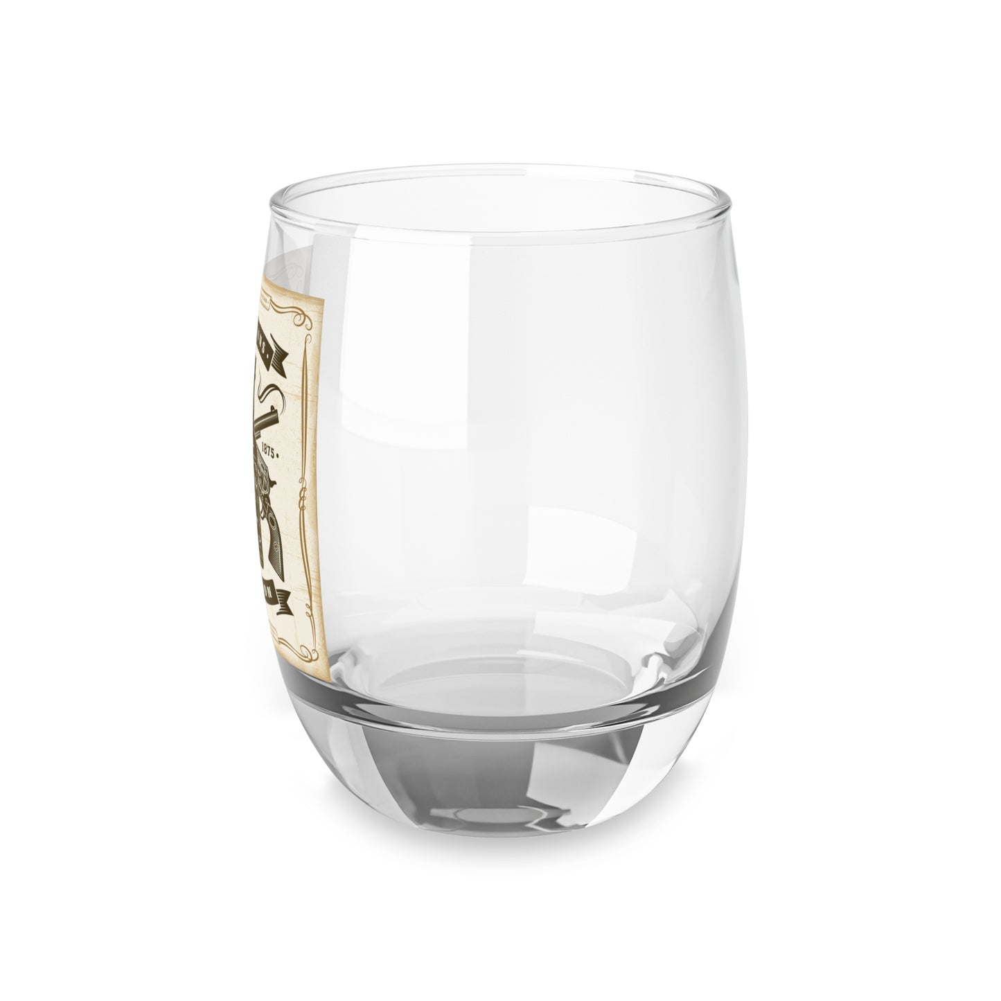 Whiskey Glass — Vintage Saloon Two Guns Retro Bottle & Pistols Design