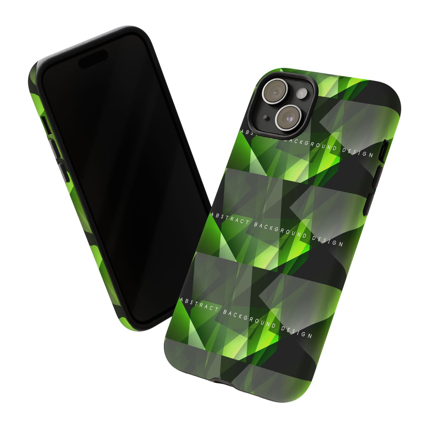 Green Geometric Phone Case — Abstract Triangular Pattern Tough Case