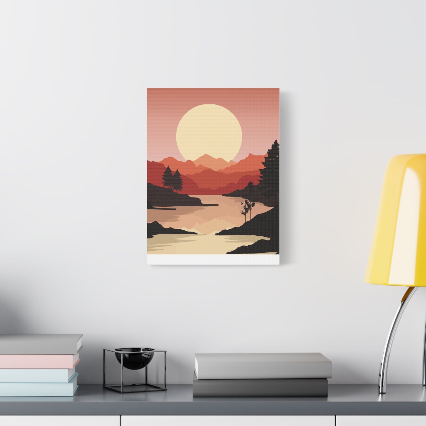 Minimal Mountain Outline Canvas, Stretched Matte, Single-Peak Trail Art | Mountaincore
