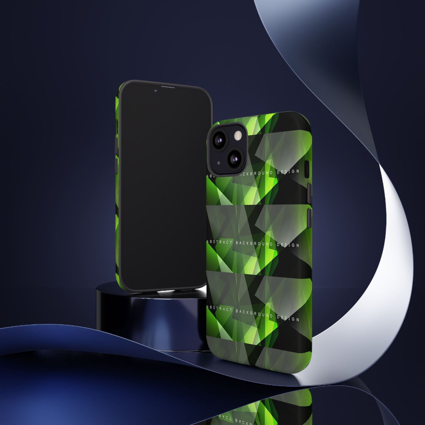 Green Geometric Phone Case — Abstract Triangular Pattern Tough Case